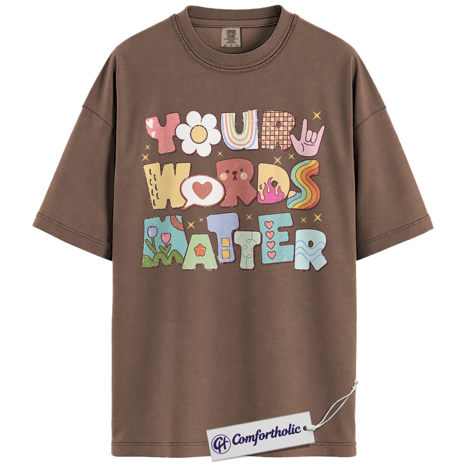 Your Words Matter Shirt, Positive Message T-Shirt, Mental Health Awareness Graphic Tee, Inspirational Kindness Quote Gift, Speech Therapy Comfort Colors Shirt - Image 19