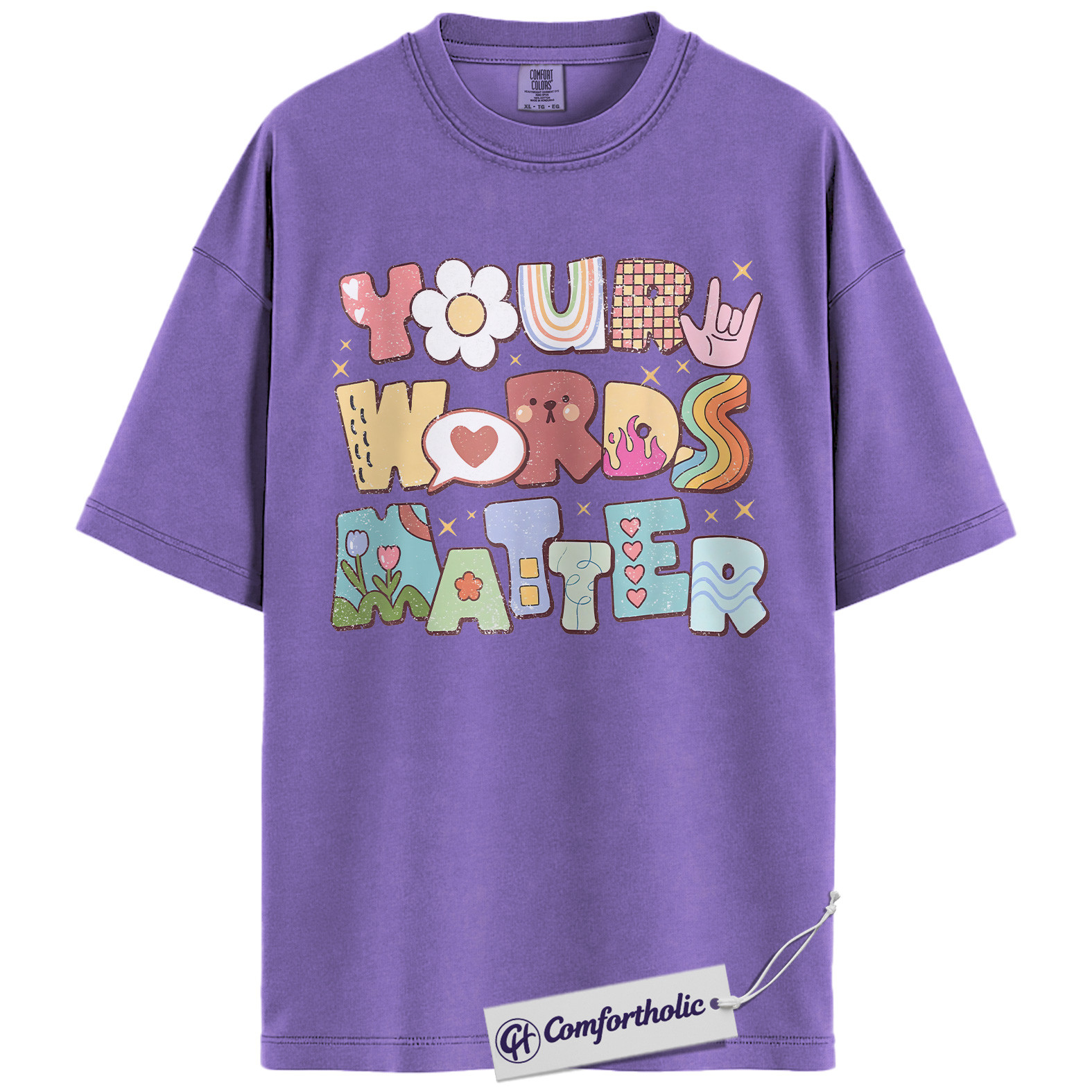 Your Words Matter Shirt, Positive Message T-Shirt, Mental Health Awareness Graphic Tee, Inspirational Kindness Quote Gift, Speech Therapy Comfort Colors Shirt - Image 20