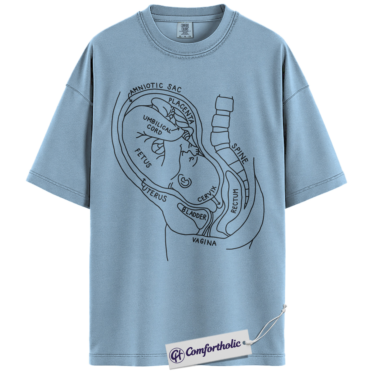 Pregnancy Anatomy Shirt, OB Nurse T-Shirt, Labor and Delivery Diagram Graphic Tee, Educational Medical Worker Gift, Comfort Colors Shirt - Image 14