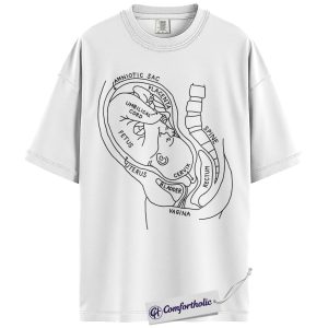 Alternative view of Pregnancy Anatomy Shirt, OB Nurse T-Shirt, Labor and Delivery Diagram Graphic Tee, Educational Medical Worker Gift, Comfort Colors Shirt