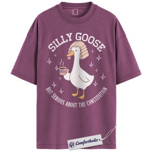 Alternative view of Silly Goose Constitution Shirt, Funny History Teacher T-Shirt, Sarcastic Government Civics Class Tee, Patriotic Goose Graphic Gift, Funny Patriotic Animal Comfort Colors Shirt
