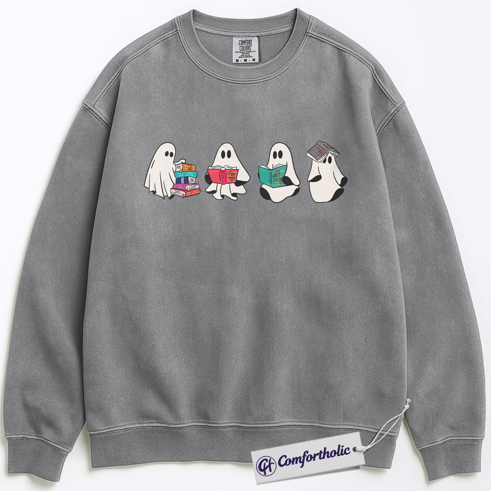 Ghost Book Club Sweatshirt, Cute Halloween Reading Sweatshirt, Spooky Literary Graphic Sweatshirt, Fall Gift for Book Lovers & Readers, Halloween Comfort Colors Sweatshirt - Image 3