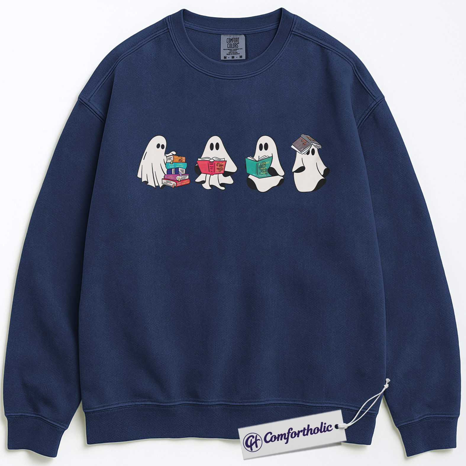 Ghost Book Club Sweatshirt, Cute Halloween Reading Sweatshirt, Spooky Literary Graphic Sweatshirt, Fall Gift for Book Lovers & Readers, Halloween Comfort Colors Sweatshirt - Image 4