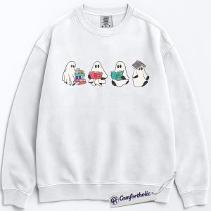 Alternative view of Ghost Book Club Sweatshirt, Cute Halloween Reading Sweatshirt, Spooky Literary Graphic Sweatshirt, Fall Gift for Book Lovers & Readers, Halloween Comfort Colors Sweatshirt