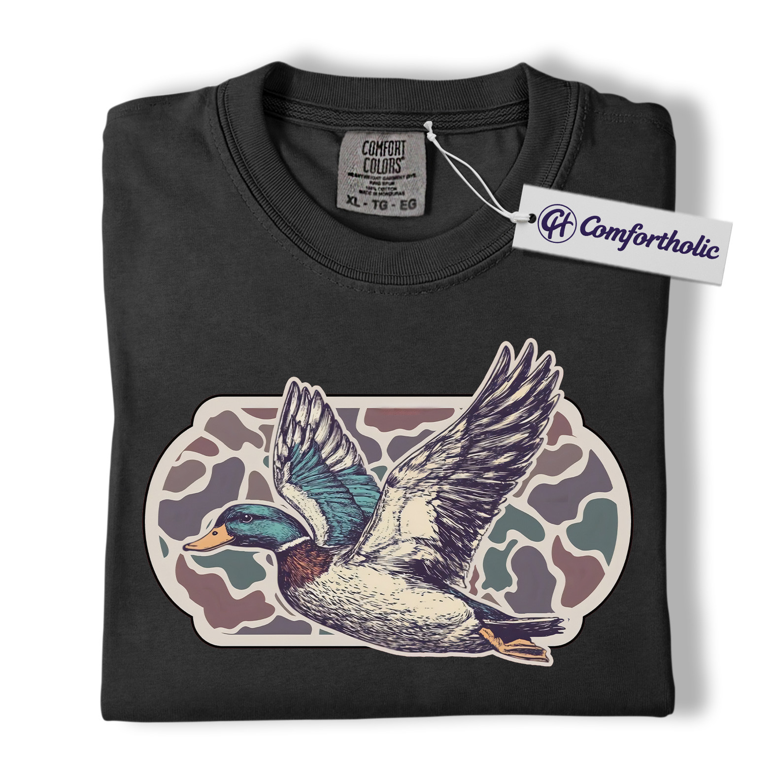 Mallard Duck Hunting Shirt, Wildlife Bird T-Shirt, Waterfowl Hunting Graphic Tee, Outdoor Camo Nature Lover Comfort Colors Shirt - Image 4