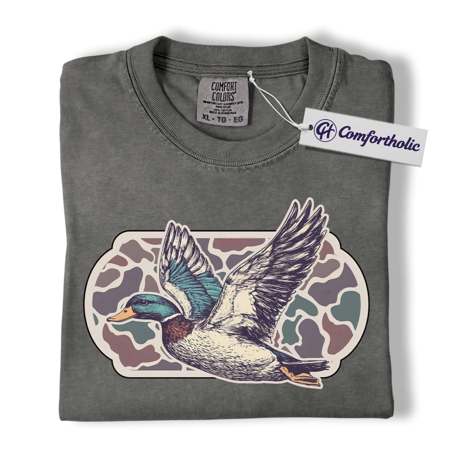 Mallard Duck Hunting Shirt, Wildlife Bird T-Shirt, Waterfowl Hunting Graphic Tee, Outdoor Camo Nature Lover Comfort Colors Shirt - Image 5