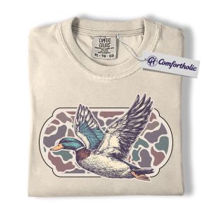 Alternative view of Mallard Duck Hunting Shirt, Wildlife Bird T-Shirt, Waterfowl Hunting Graphic Tee, Outdoor Camo Nature Lover Comfort Colors Shirt