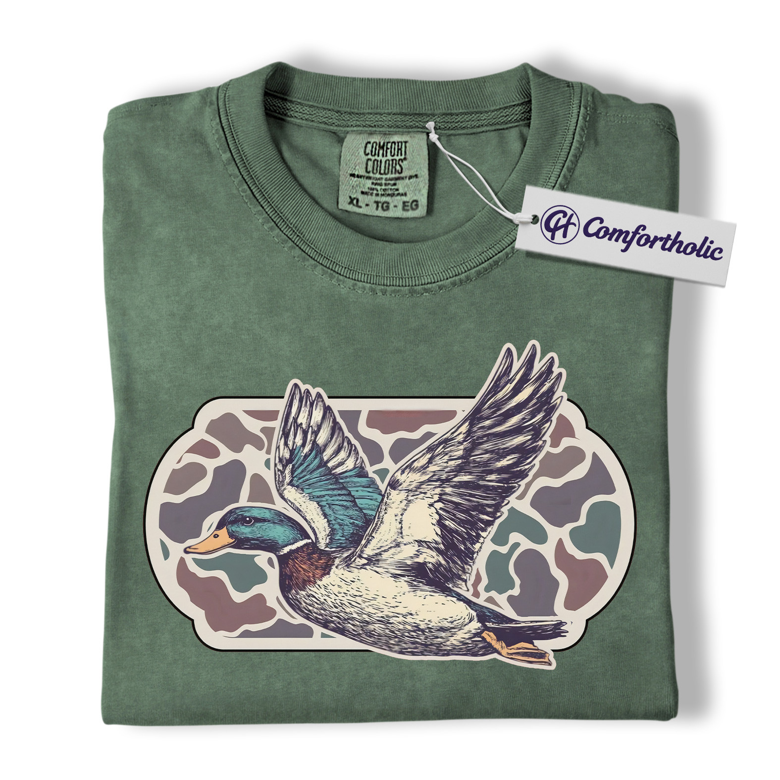 Mallard Duck Hunting Shirt, Wildlife Bird T-Shirt, Waterfowl Hunting Graphic Tee, Outdoor Camo Nature Lover Comfort Colors Shirt - Image 6