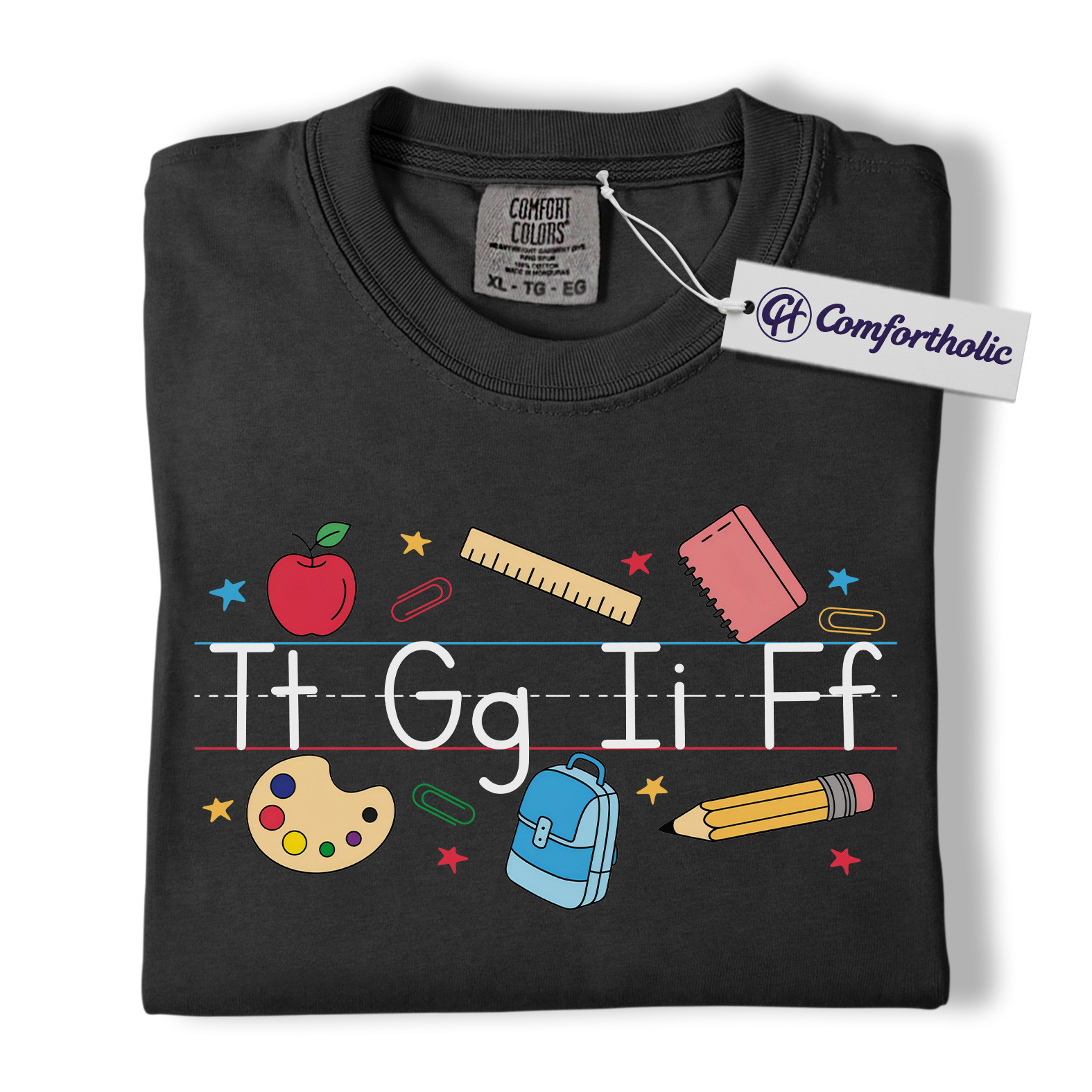 Alphabet Teacher Shirt, Cute Back to School T-Shirt, Colorful Kindergarten Graphic Tee, Elementary Educator Gift, Teacher Comfort Colors Shirt - Image 4