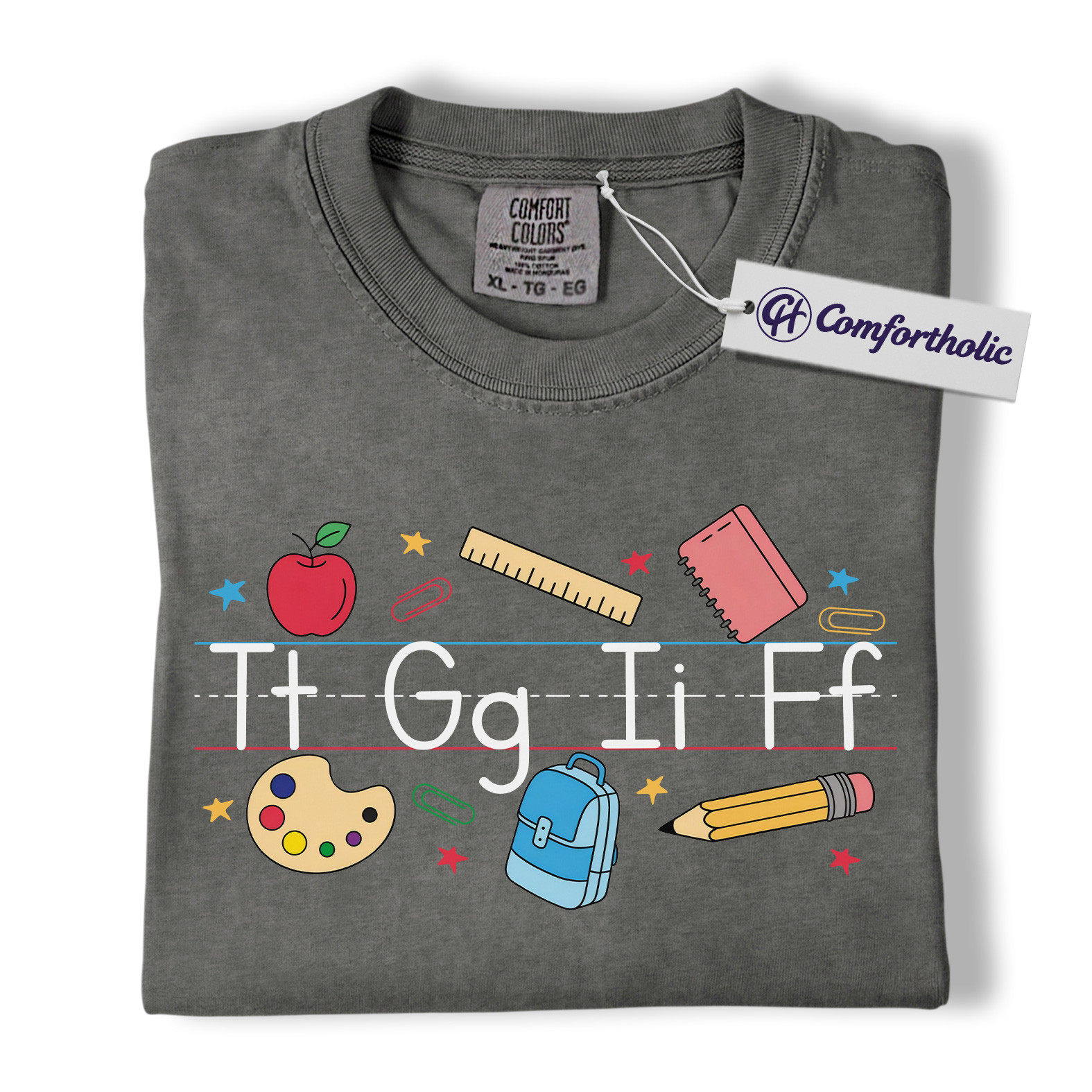 Alphabet Teacher Shirt, Cute Back to School T-Shirt, Colorful Kindergarten Graphic Tee, Elementary Educator Gift, Teacher Comfort Colors Shirt - Image 5