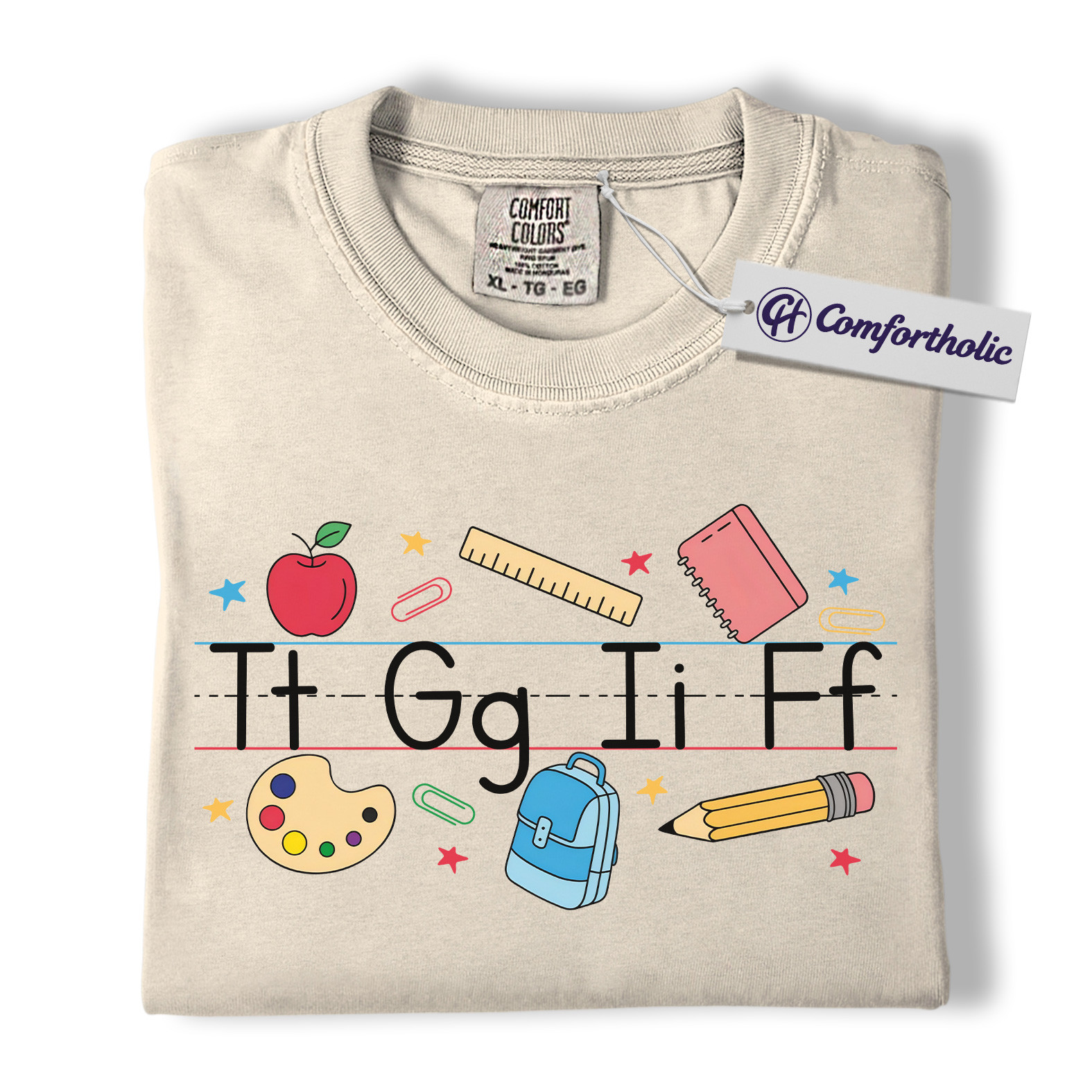 Alphabet Teacher Shirt, Cute Back to School T-Shirt, Colorful Kindergarten Graphic Tee, Elementary Educator Gift, Teacher Comfort Colors Shirt - Image 6