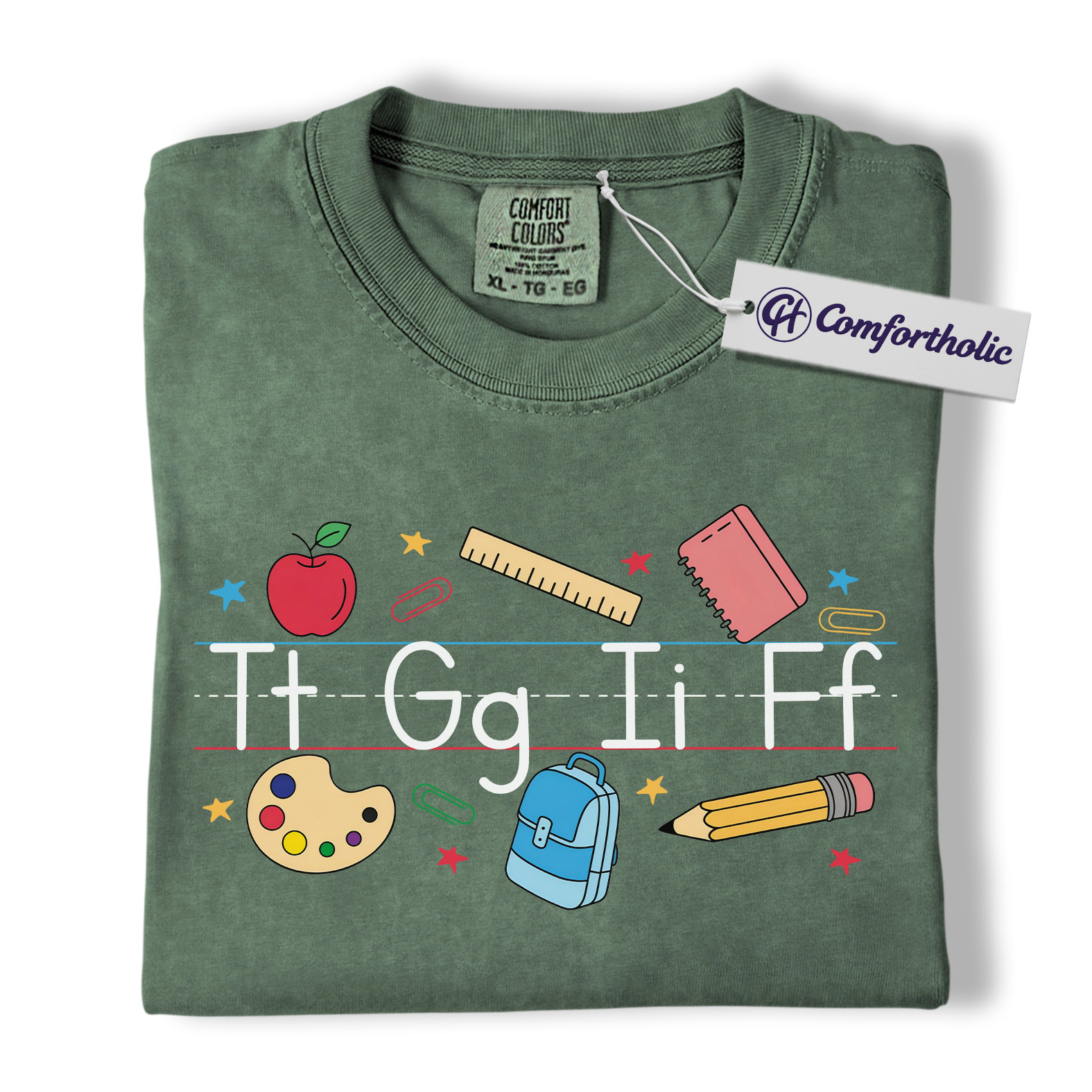 Alphabet Teacher Shirt, Cute Back to School T-Shirt, Colorful Kindergarten Graphic Tee, Elementary Educator Gift, Teacher Comfort Colors Shirt - Image 7