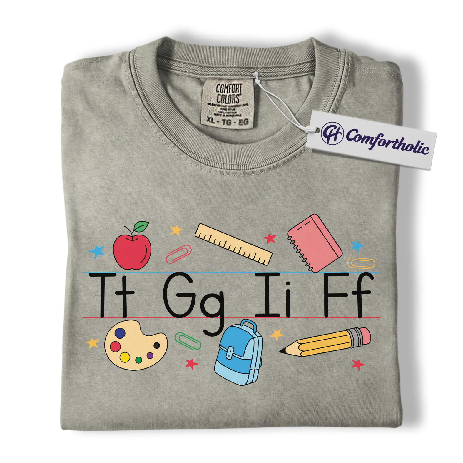 Alphabet Teacher Shirt, Cute Back to School T-Shirt, Colorful Kindergarten Graphic Tee, Elementary Educator Gift, Teacher Comfort Colors Shirt - Image 8