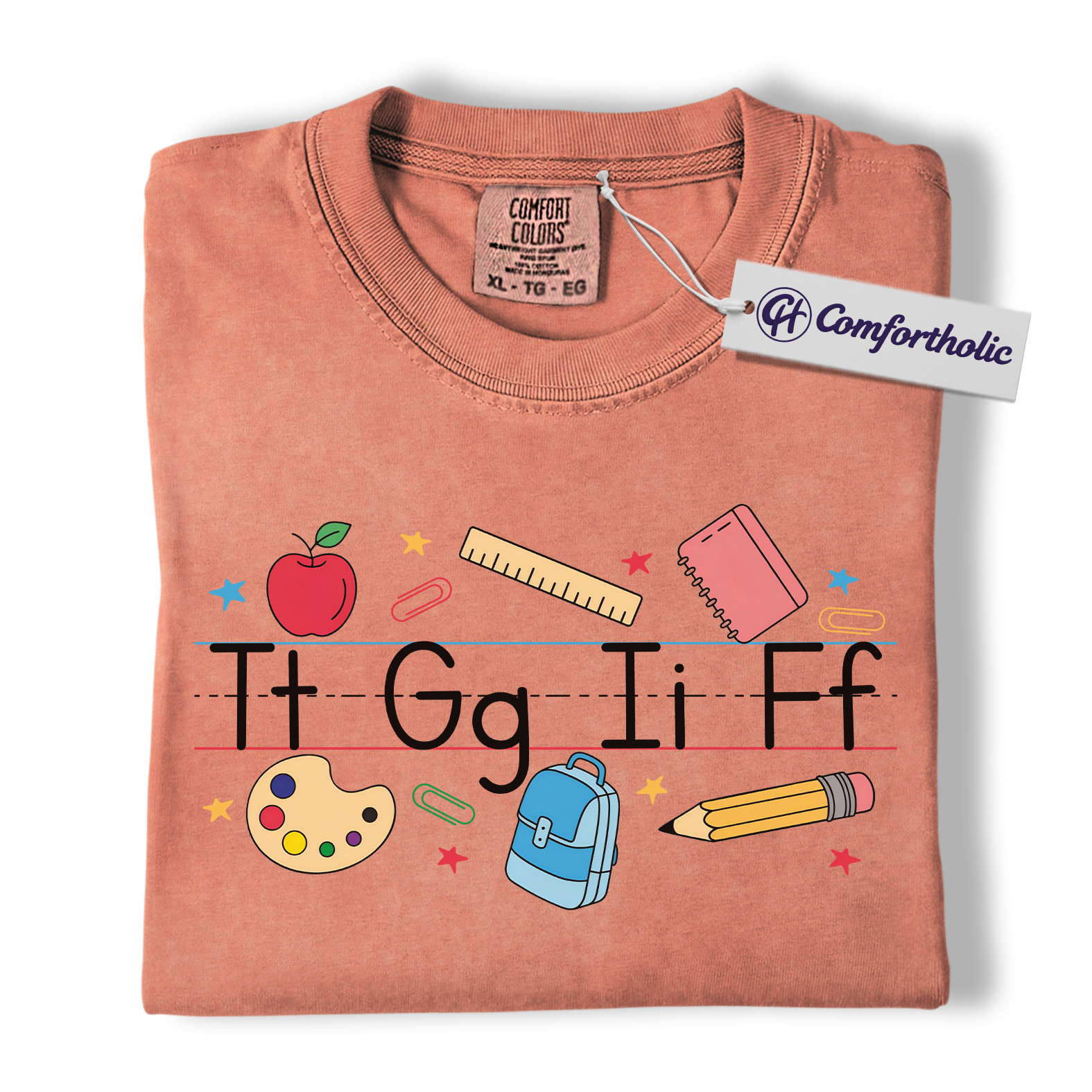 Alphabet Teacher Shirt, Cute Back to School T-Shirt, Colorful Kindergarten Graphic Tee, Elementary Educator Gift, Teacher Comfort Colors Shirt - Image 9