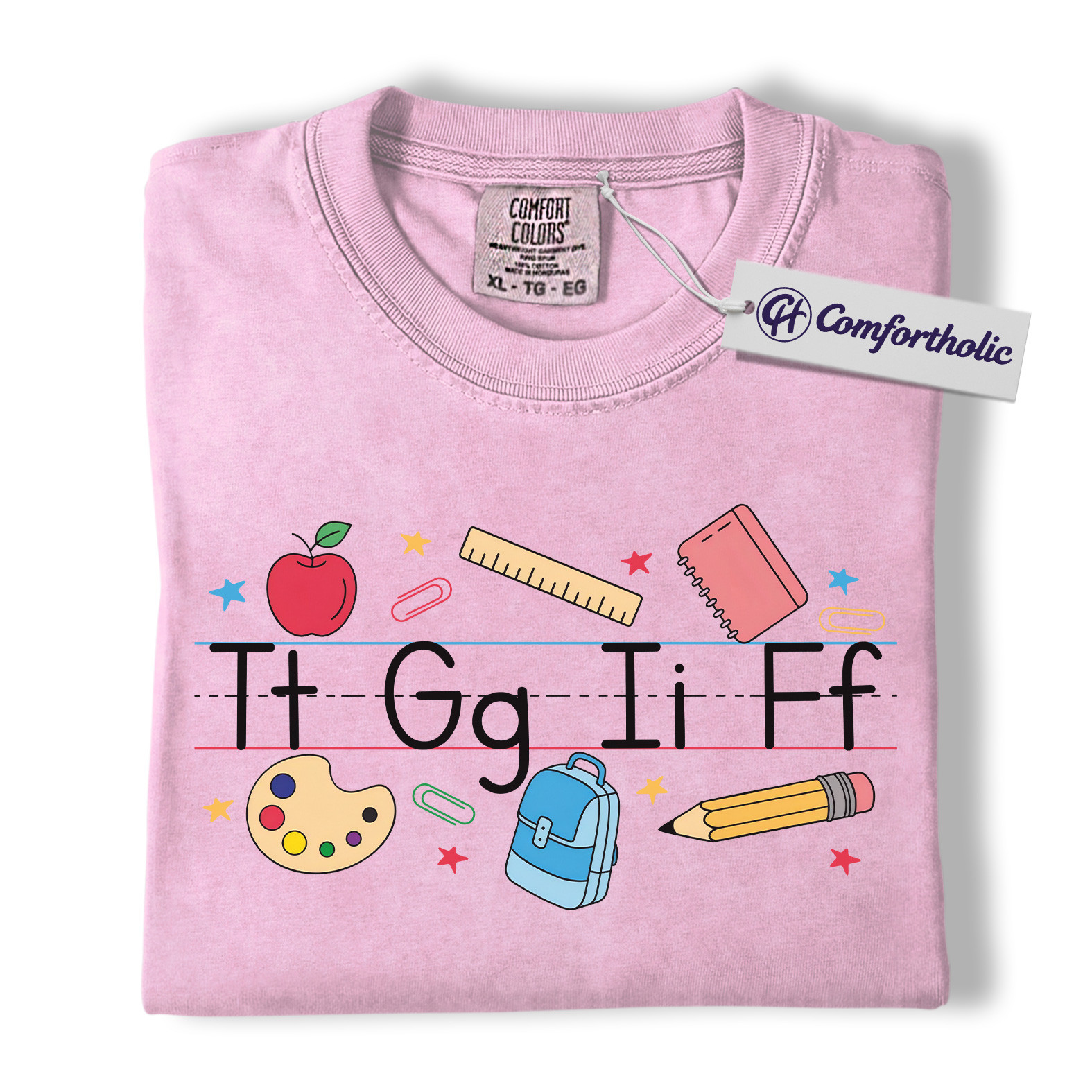 Alphabet Teacher Shirt, Cute Back to School T-Shirt, Colorful Kindergarten Graphic Tee, Elementary Educator Gift, Teacher Comfort Colors Shirt - Image 10