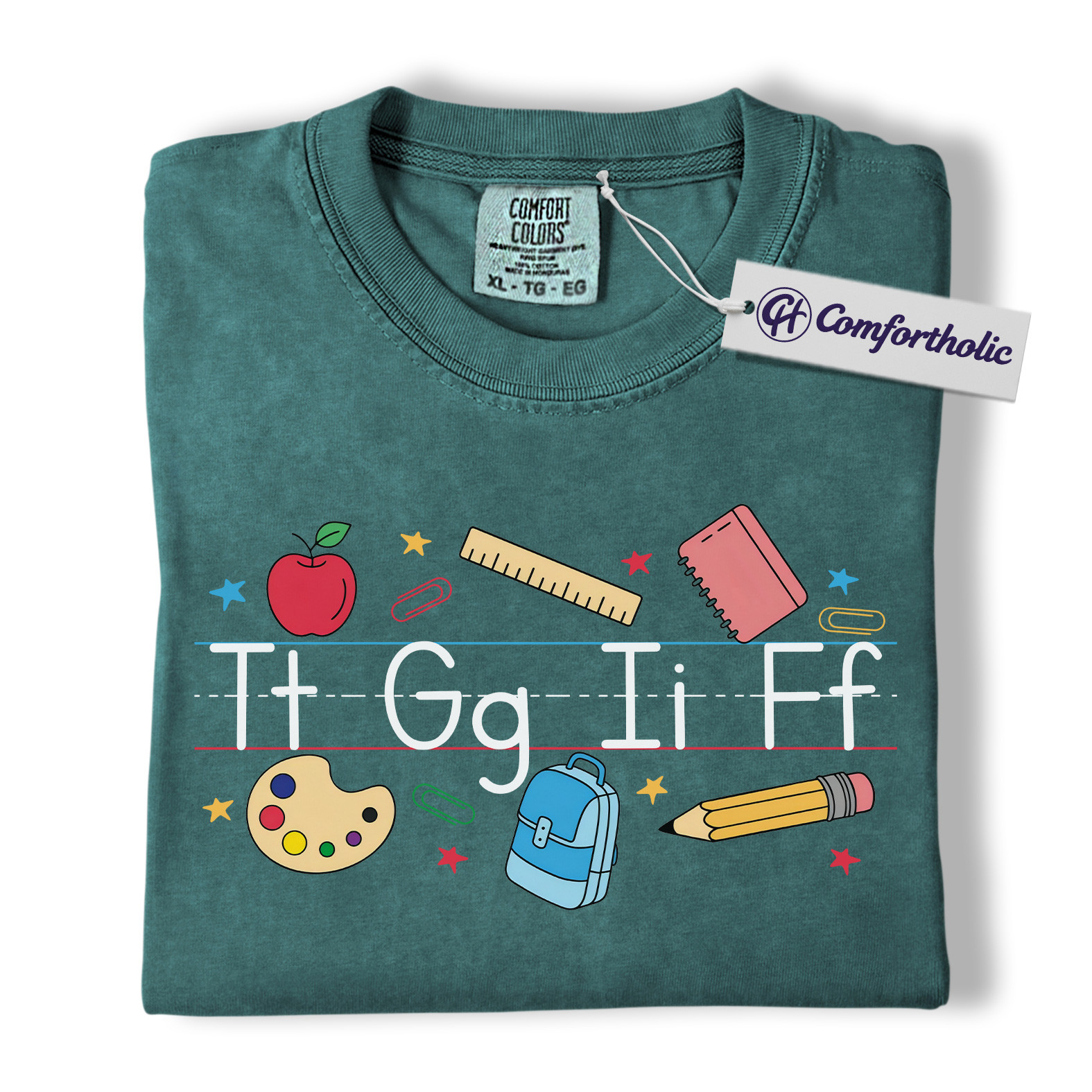 Alphabet Teacher Shirt, Cute Back to School T-Shirt, Colorful Kindergarten Graphic Tee, Elementary Educator Gift, Teacher Comfort Colors Shirt - Image 13