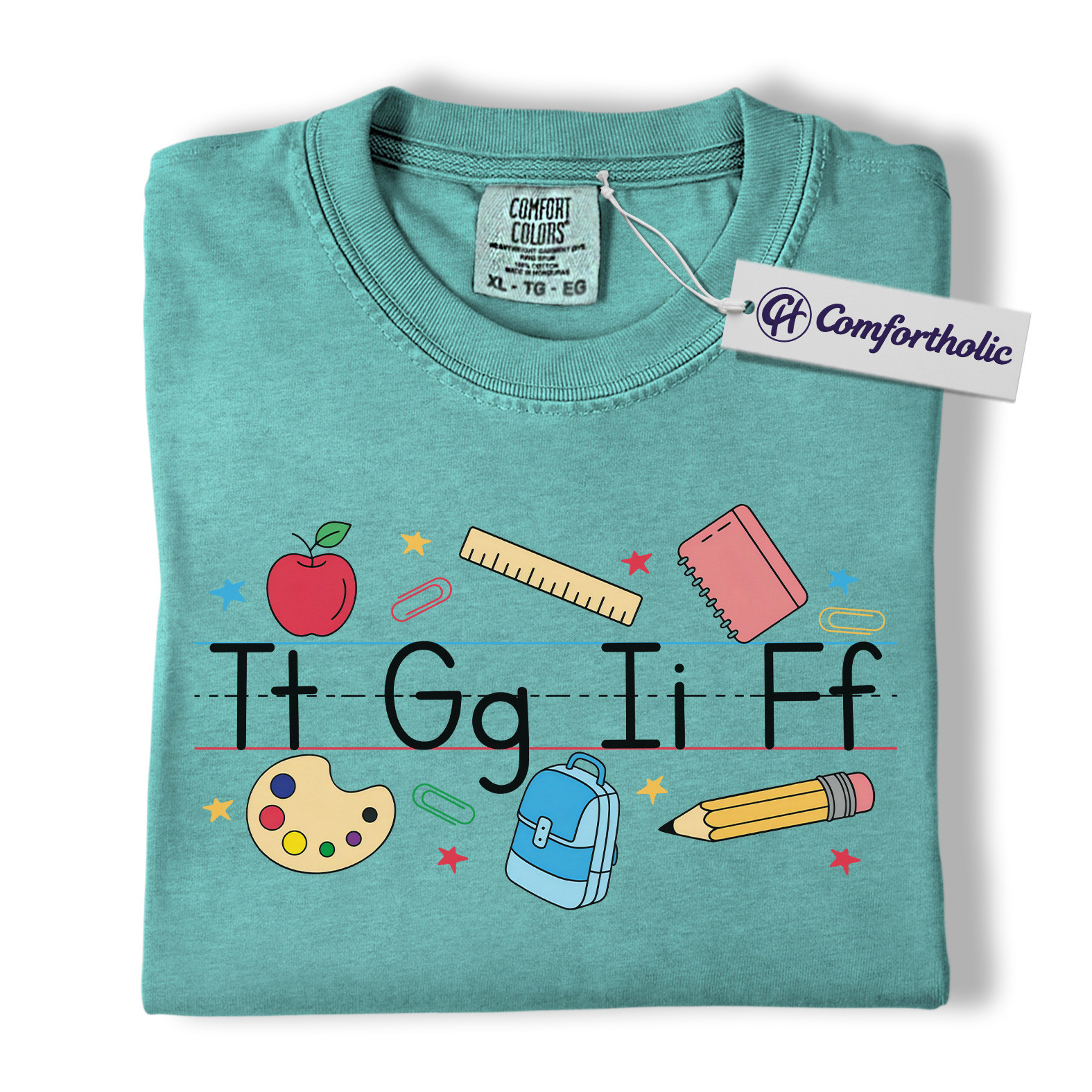 Alphabet Teacher Shirt, Cute Back to School T-Shirt, Colorful Kindergarten Graphic Tee, Elementary Educator Gift, Teacher Comfort Colors Shirt