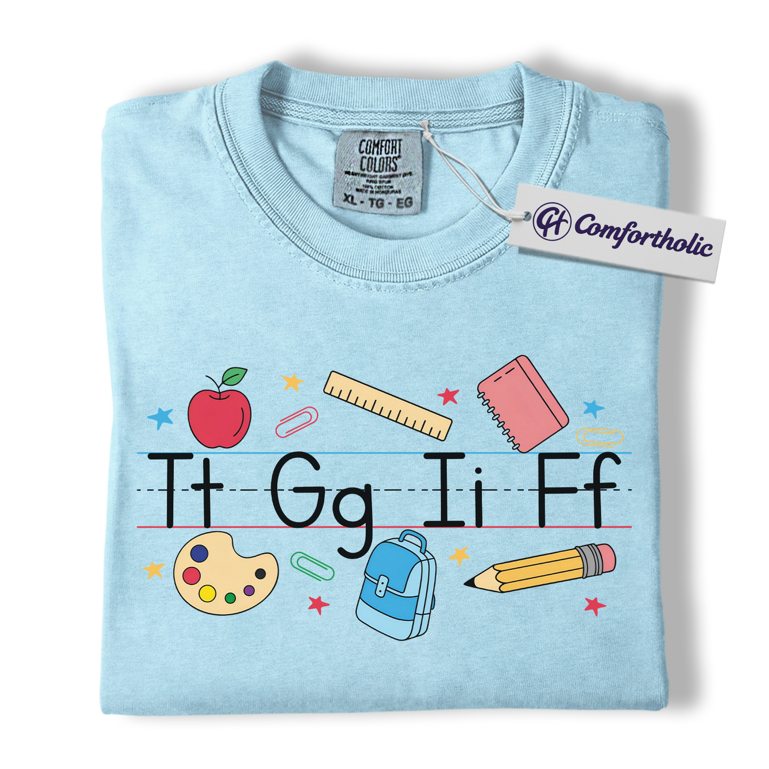 Alphabet Teacher Shirt, Cute Back to School T-Shirt, Colorful Kindergarten Graphic Tee, Elementary Educator Gift, Teacher Comfort Colors Shirt - Image 2