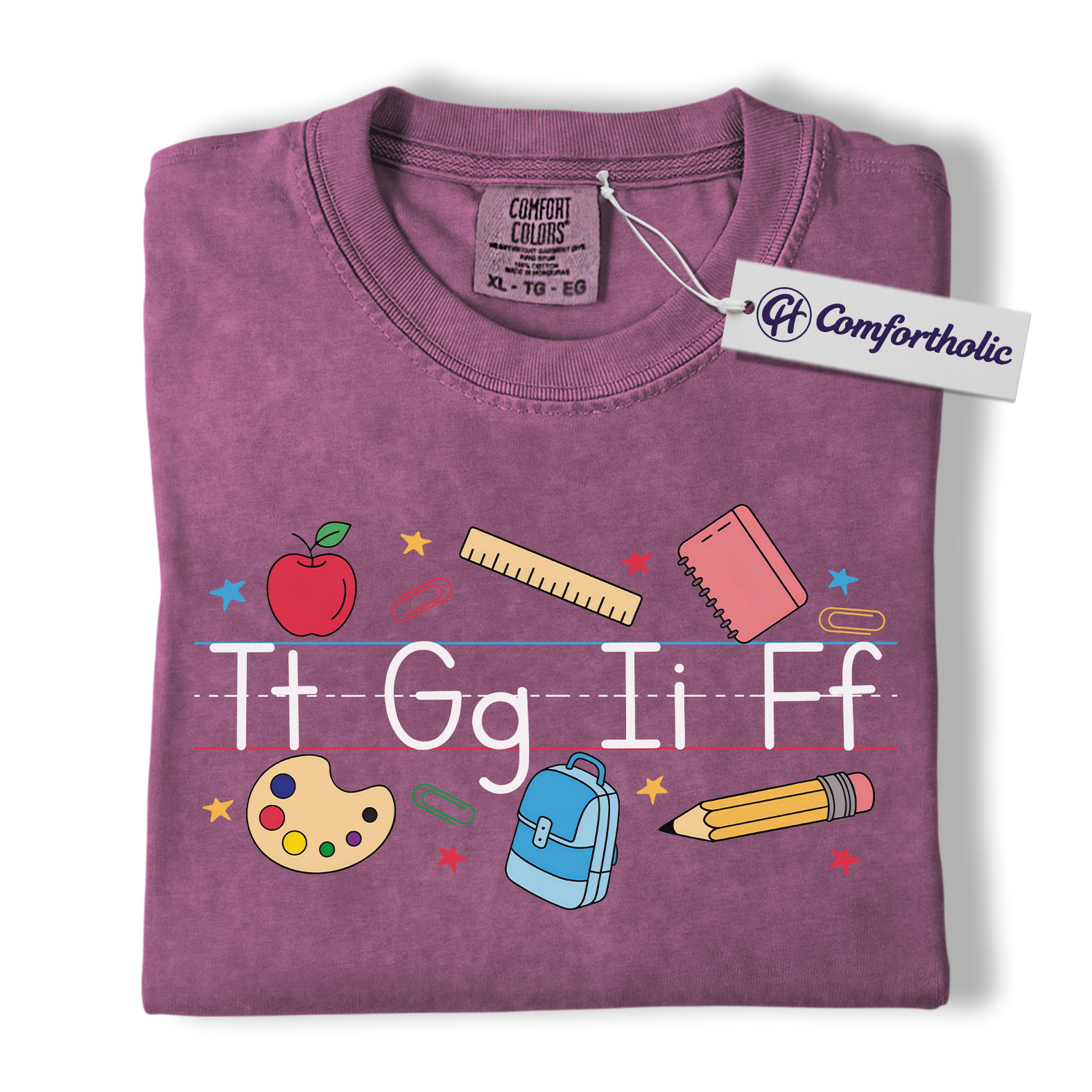 Alphabet Teacher Shirt, Cute Back to School T-Shirt, Colorful Kindergarten Graphic Tee, Elementary Educator Gift, Teacher Comfort Colors Shirt - Image 15