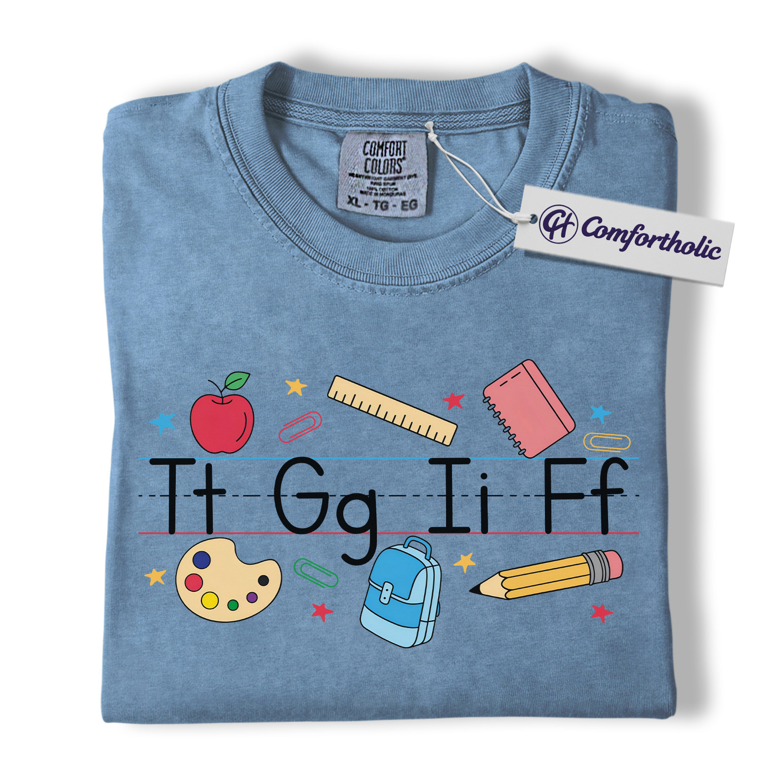Alphabet Teacher Shirt, Cute Back to School T-Shirt, Colorful Kindergarten Graphic Tee, Elementary Educator Gift, Teacher Comfort Colors Shirt - Image 17