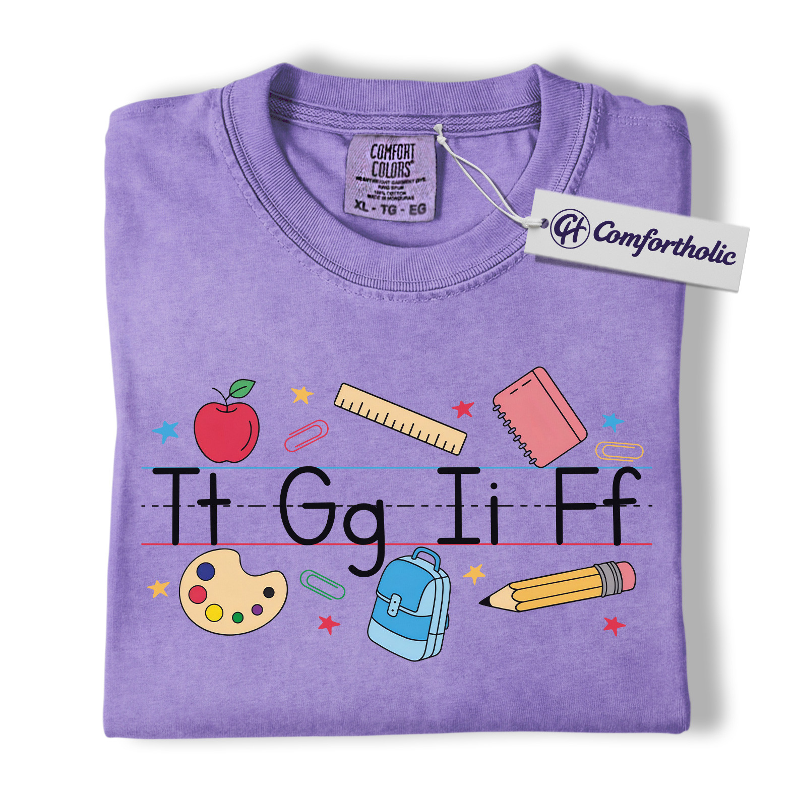 Alphabet Teacher Shirt, Cute Back to School T-Shirt, Colorful Kindergarten Graphic Tee, Elementary Educator Gift, Teacher Comfort Colors Shirt - Image 20