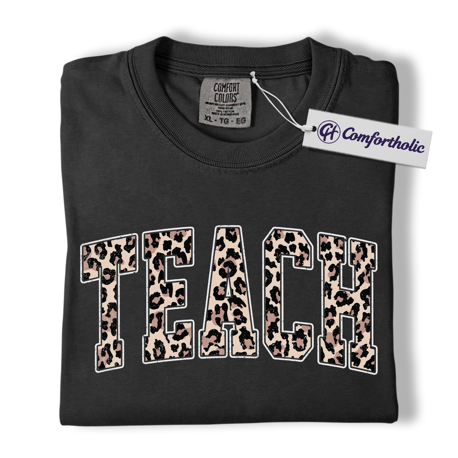 Leopard Print Teach Shirt, Cute Teacher T-Shirt, Trendy Back to School Graphic Tee, Aesthetic Educator Gift for Women, Teacher Comfort Colors Shirt - Image 2