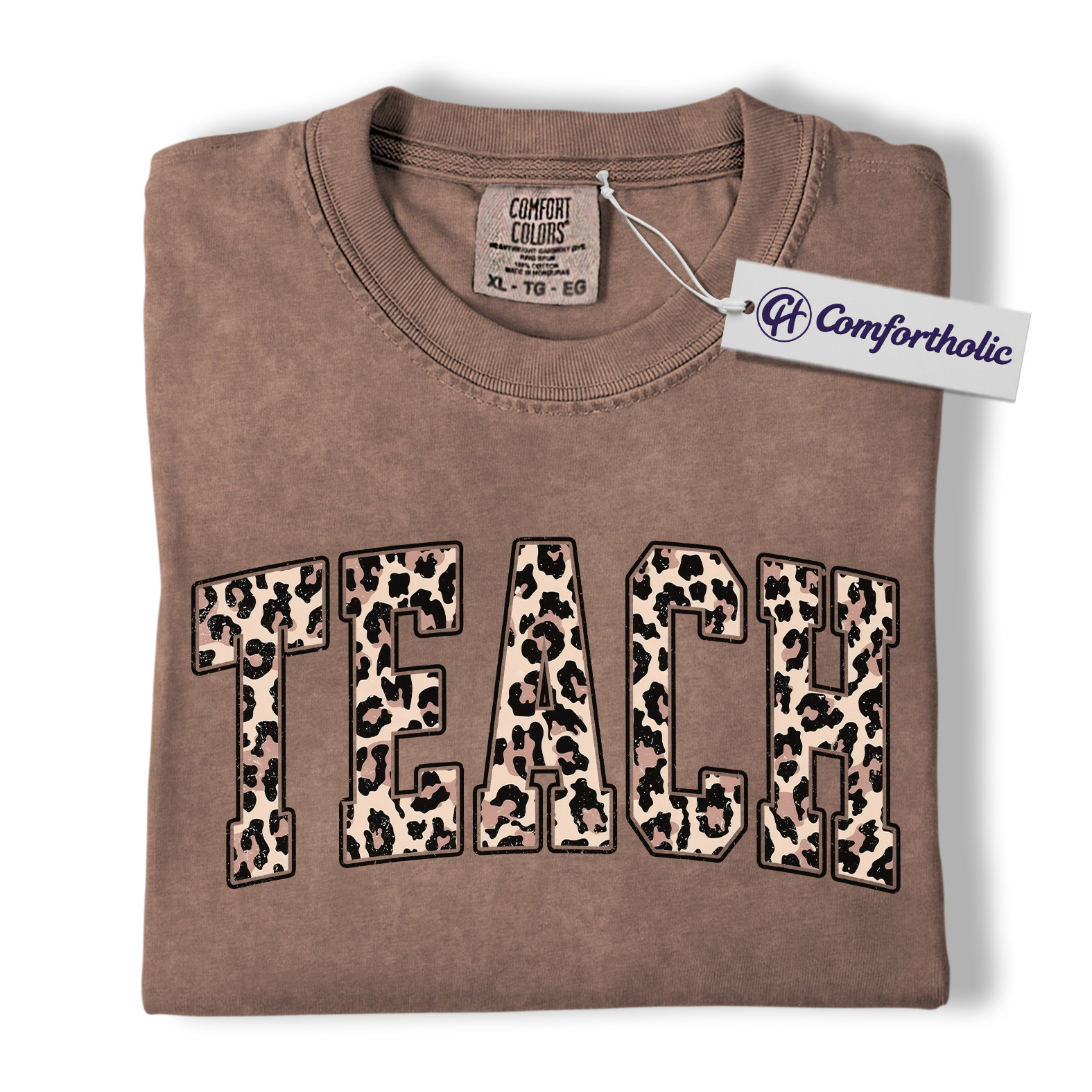 Leopard Print Teach Shirt, Cute Teacher T-Shirt, Trendy Back to School Graphic Tee, Aesthetic Educator Gift for Women, Teacher Comfort Colors Shirt