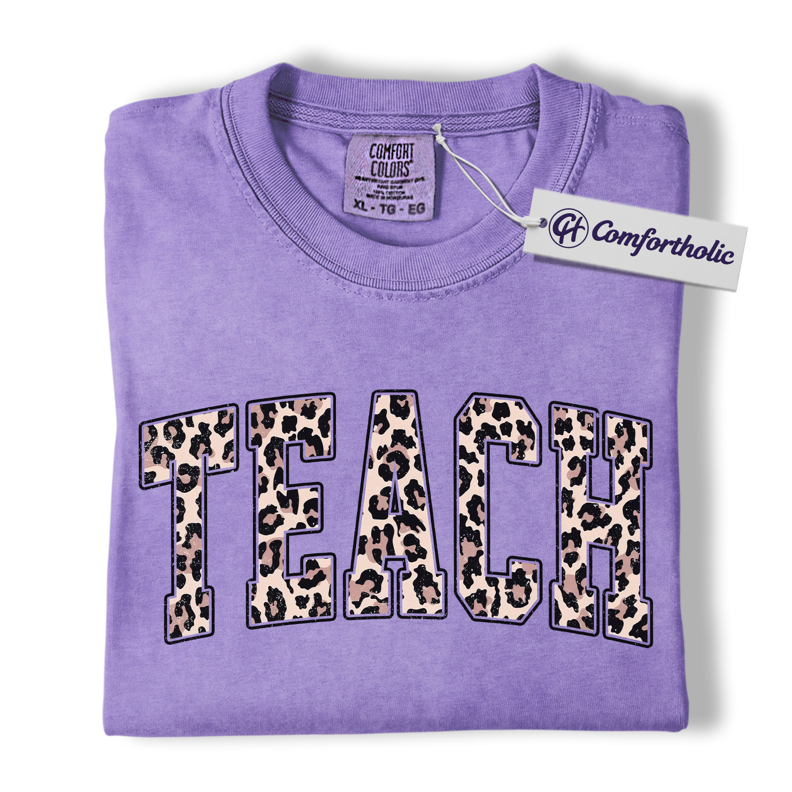 Leopard Print Teach Shirt, Cute Teacher T-Shirt, Trendy Back to School Graphic Tee, Aesthetic Educator Gift for Women, Teacher Comfort Colors Shirt - Image 3