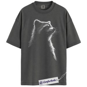 Alternative view of Raccoon Shirt, Realistic Animal Art T-Shirt, Wildlife Nature Lover Graphic Tee, Minimal Monochrome Forest Animal Gift, Comfort Colors Shirt