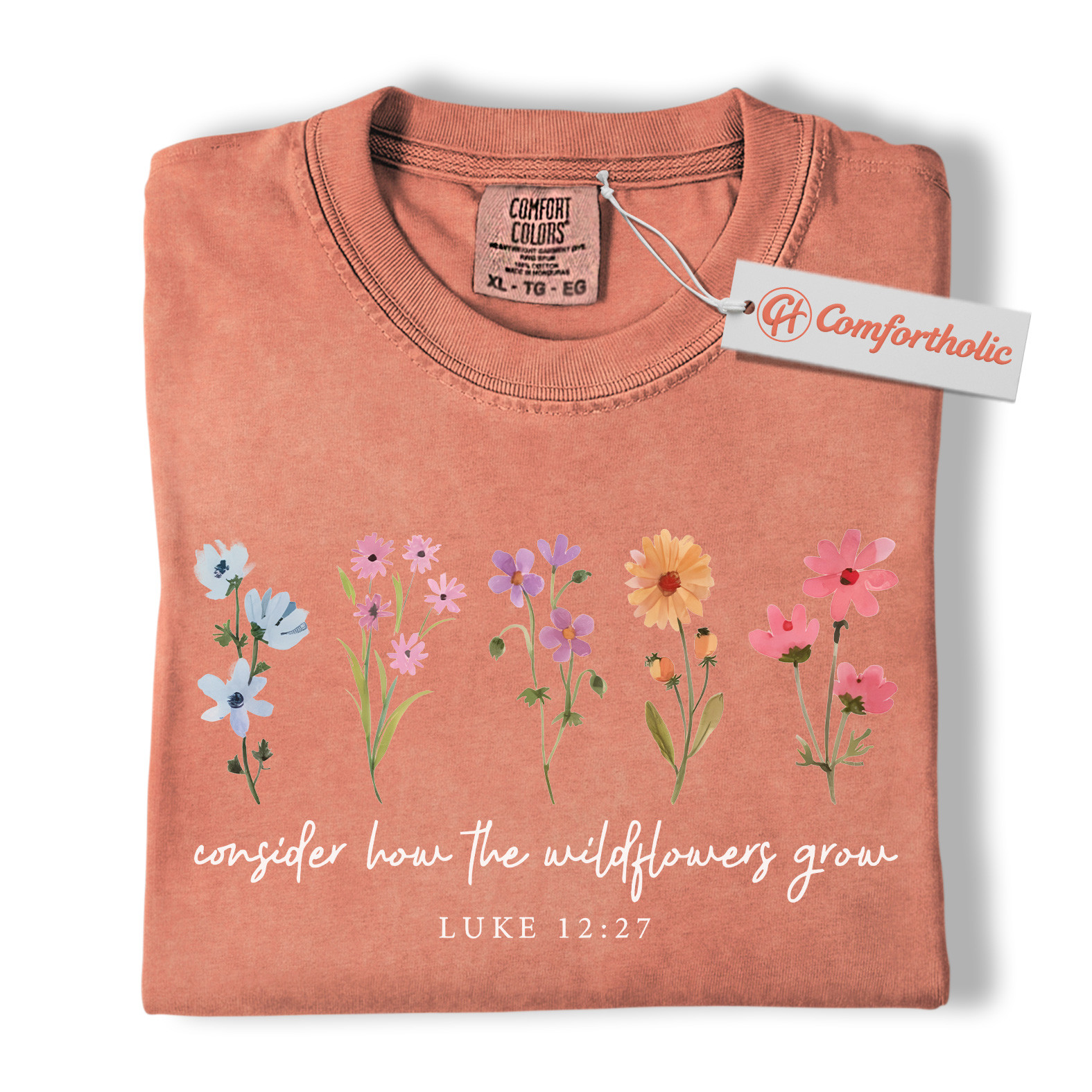 Consider How the Wildflowers Grow Shirt, Christian Bible Verse T-Shirt, Floral Faith Graphic Tee, Inspirational Scripture Gift for Women, Comfort Colors Shirt - Image 8