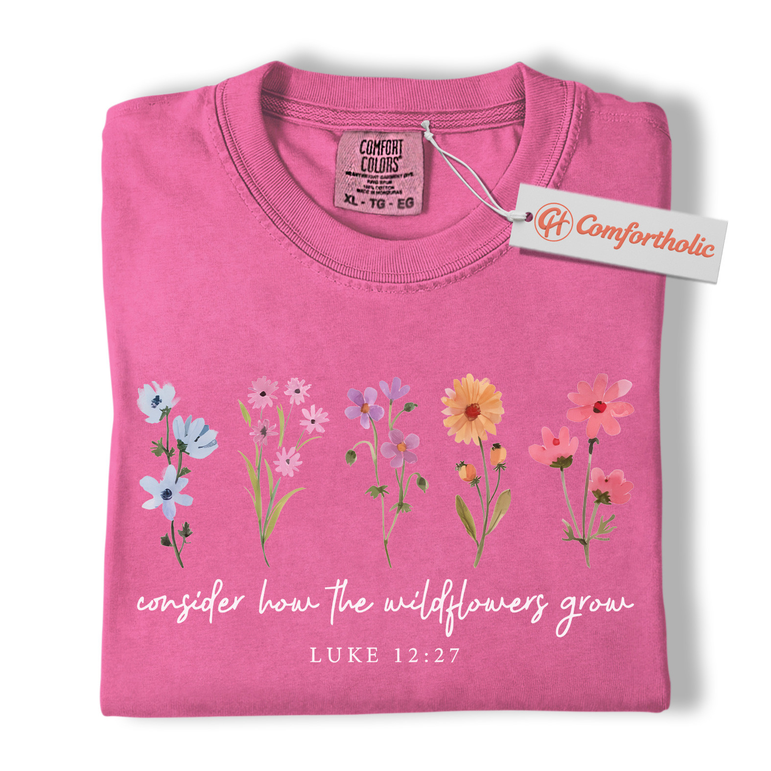 Consider How the Wildflowers Grow Shirt, Christian Bible Verse T-Shirt, Floral Faith Graphic Tee, Inspirational Scripture Gift for Women, Comfort Colors Shirt - Image 16