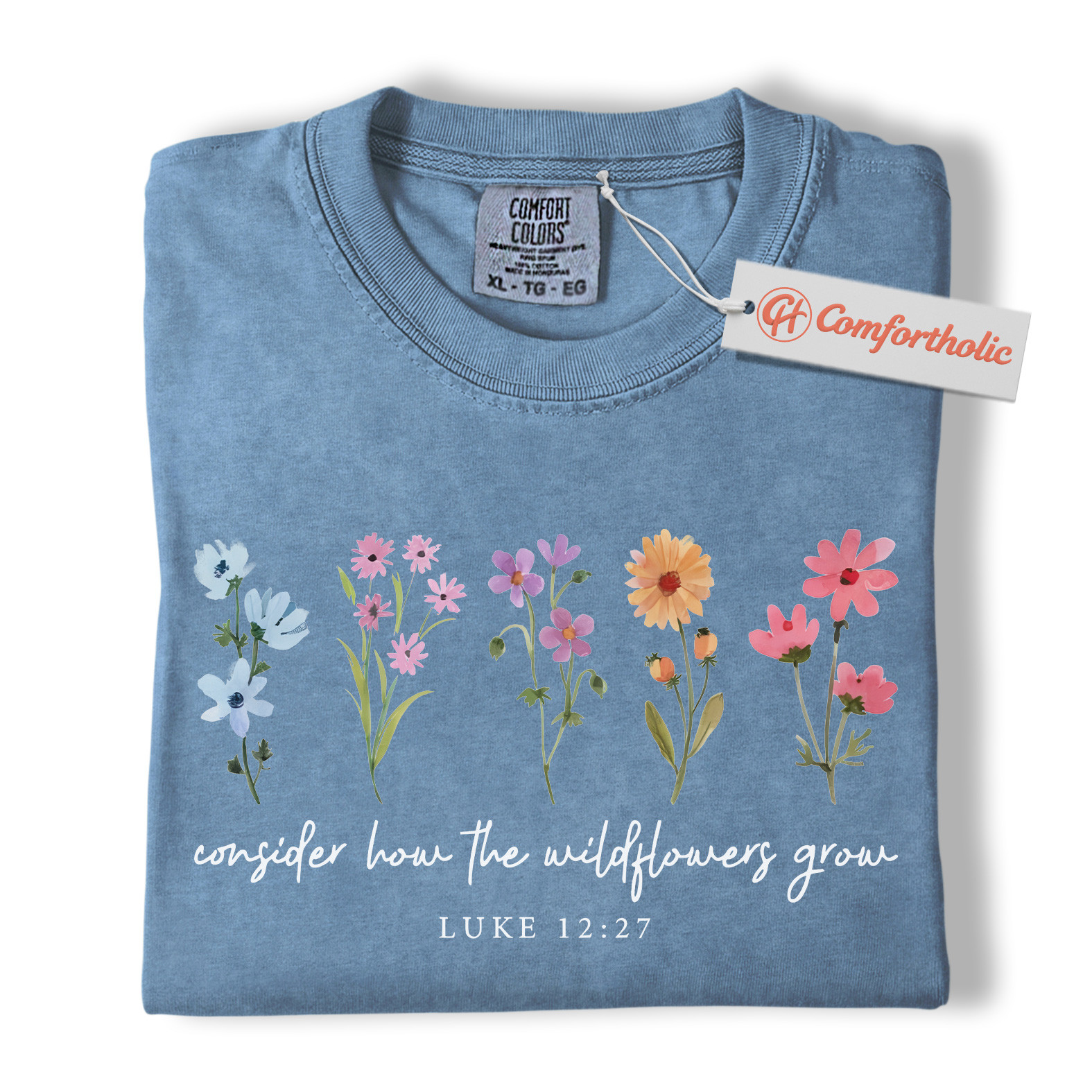 Consider How the Wildflowers Grow Shirt, Christian Bible Verse T-Shirt, Floral Faith Graphic Tee, Inspirational Scripture Gift for Women, Comfort Colors Shirt - Image 17