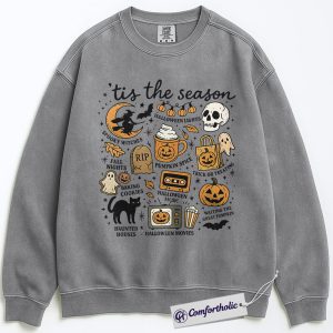 Tis the Season Sweatshirt, Fall Favorites Graphic Sweatshirt, Pumpkin Spice & Movie Night Sweatshirt, Halloween Comfort Colors Sweatshirt