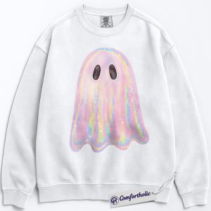 Pastel Ghost Sweatshirt, Cute Rainbow Halloween Sweatshirt, Aesthetic Spooky Season Sweatshirt, Kawaii Ghost Graphic Top, Halloween Comfort Colors Sweatshirt