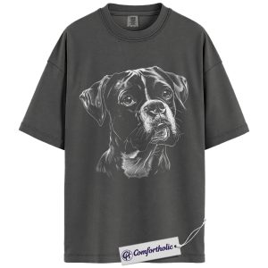 Alternative view of Boxer Dog Shirt, Pet Lover T-Shirt, Realistic Dog Breed Graphic Tee, Gift for Boxer Owners, Dog Lover Comfort Colors Shirt