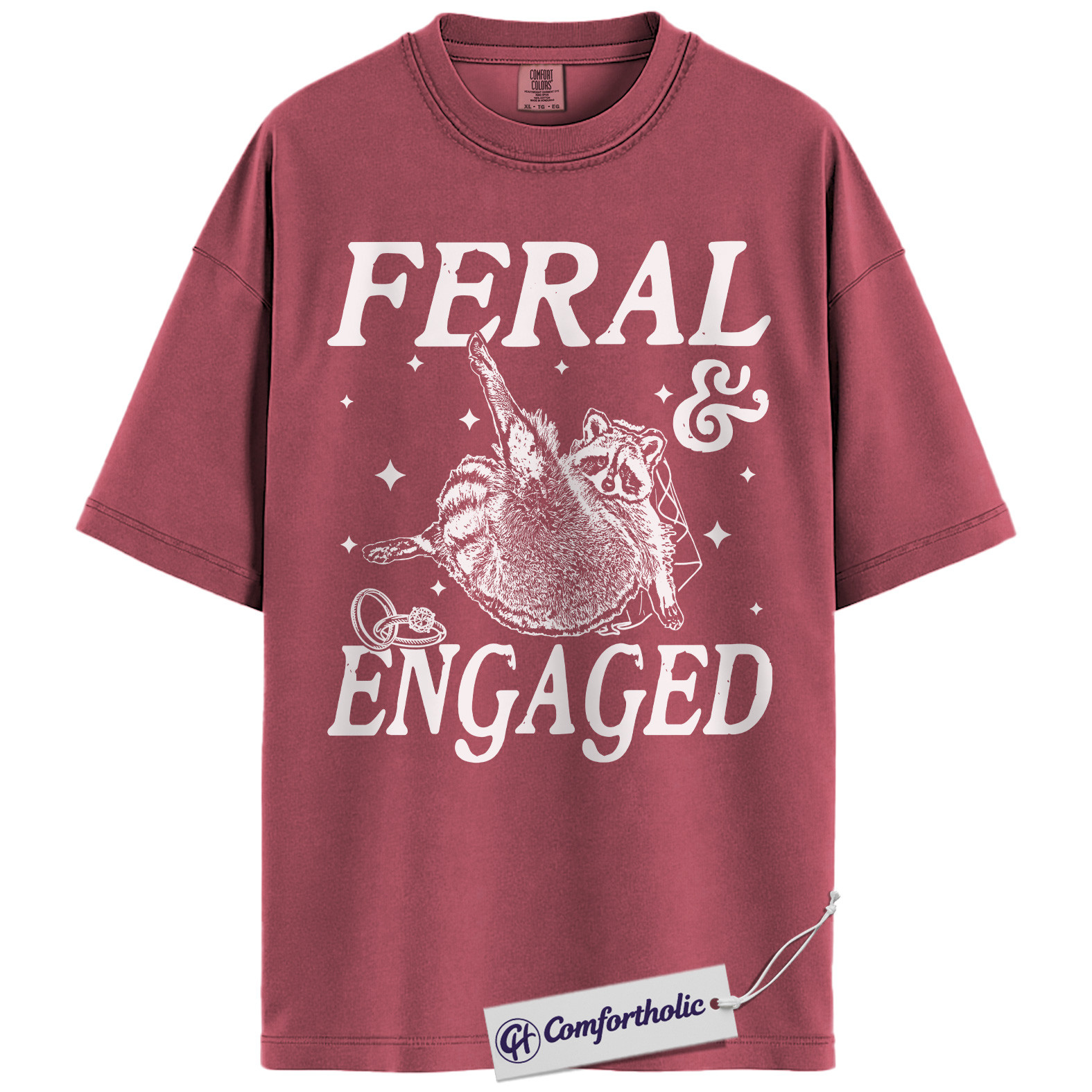 Feral and Engaged Shirt, Funny Raccoon Engagement T-Shirt, Cute Bride to Be Graphic Tee, Bachelorette Party Gift for Animal Lovers, Wedding Comfort Colors Shirt - Image 18
