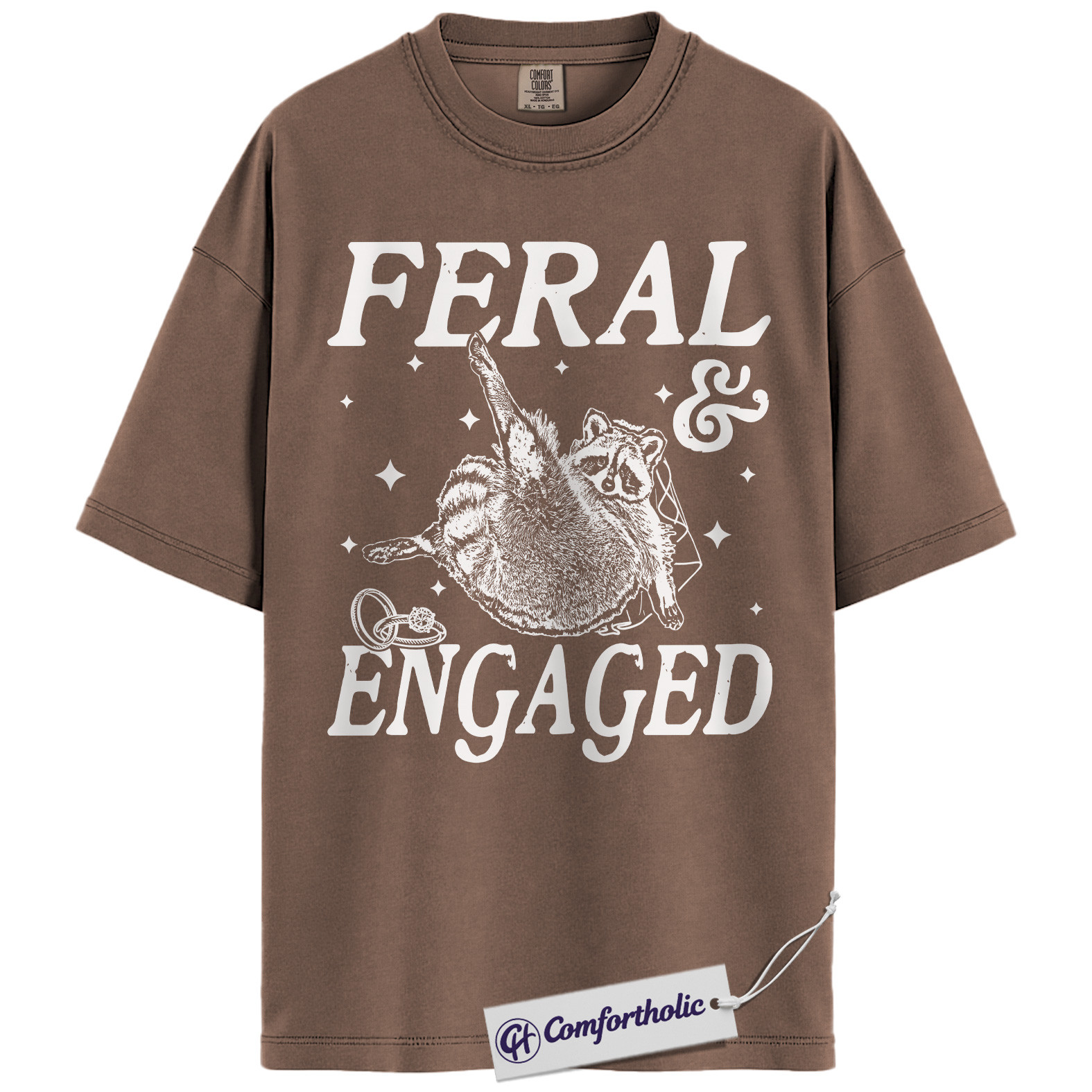 Feral and Engaged Shirt, Funny Raccoon Engagement T-Shirt, Cute Bride to Be Graphic Tee, Bachelorette Party Gift for Animal Lovers, Wedding Comfort Colors Shirt - Image 19