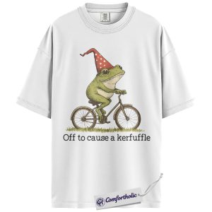 Alternative view of Funny Frog Wizard Shirt, Off to Cause a Kerfuffle T-Shirt, Whimsical Animal Graphic Tee, Cute Cottagecore Gift for Frog Lovers, Comfort Colors Shirt