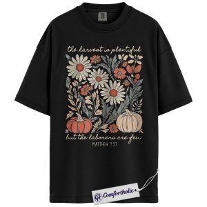 Alternative view of The Harvest is Plentiful Shirt, Matthew 9:37 Bible Verse T-Shirt, Faith-Based Scripture Graphic Tee, Comfort Colors Shirt