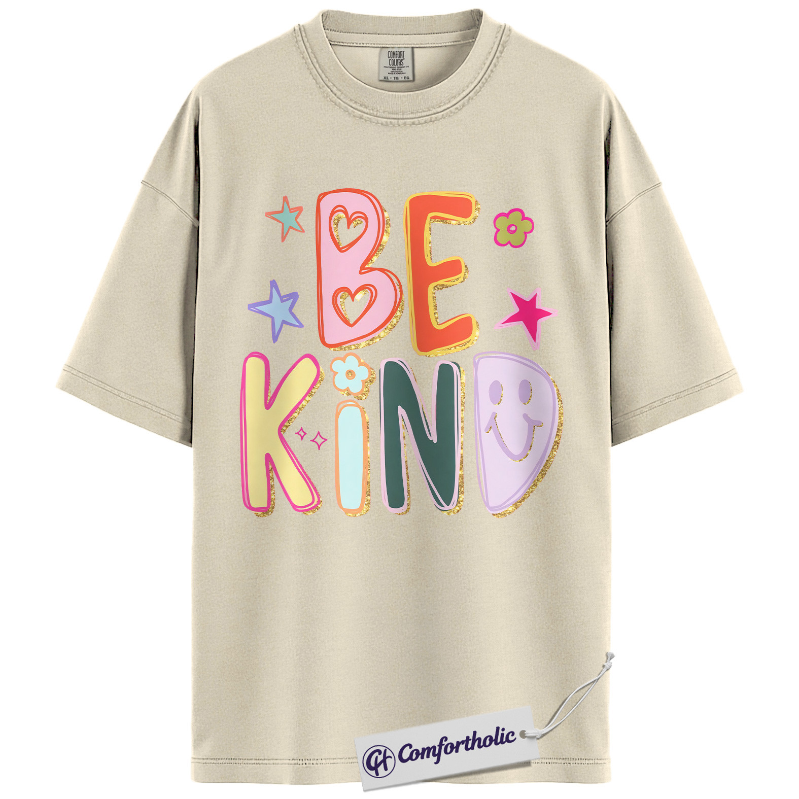 Be Kind Shirt, Colorful Positive Message T-Shirt, Retro Smile Face Graphic Tee, Inspirational Mental Health Awareness Gift, Comfort Colors Shirt - Image 5