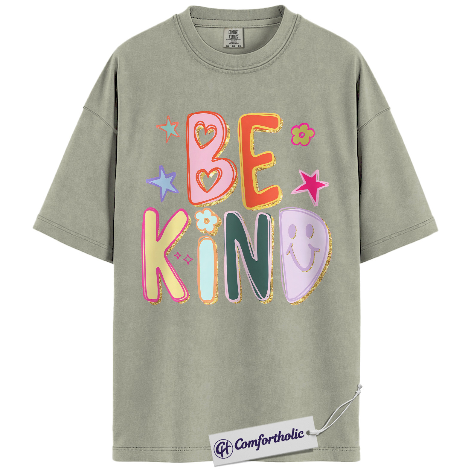 Be Kind Shirt, Colorful Positive Message T-Shirt, Retro Smile Face Graphic Tee, Inspirational Mental Health Awareness Gift, Comfort Colors Shirt - Image 7