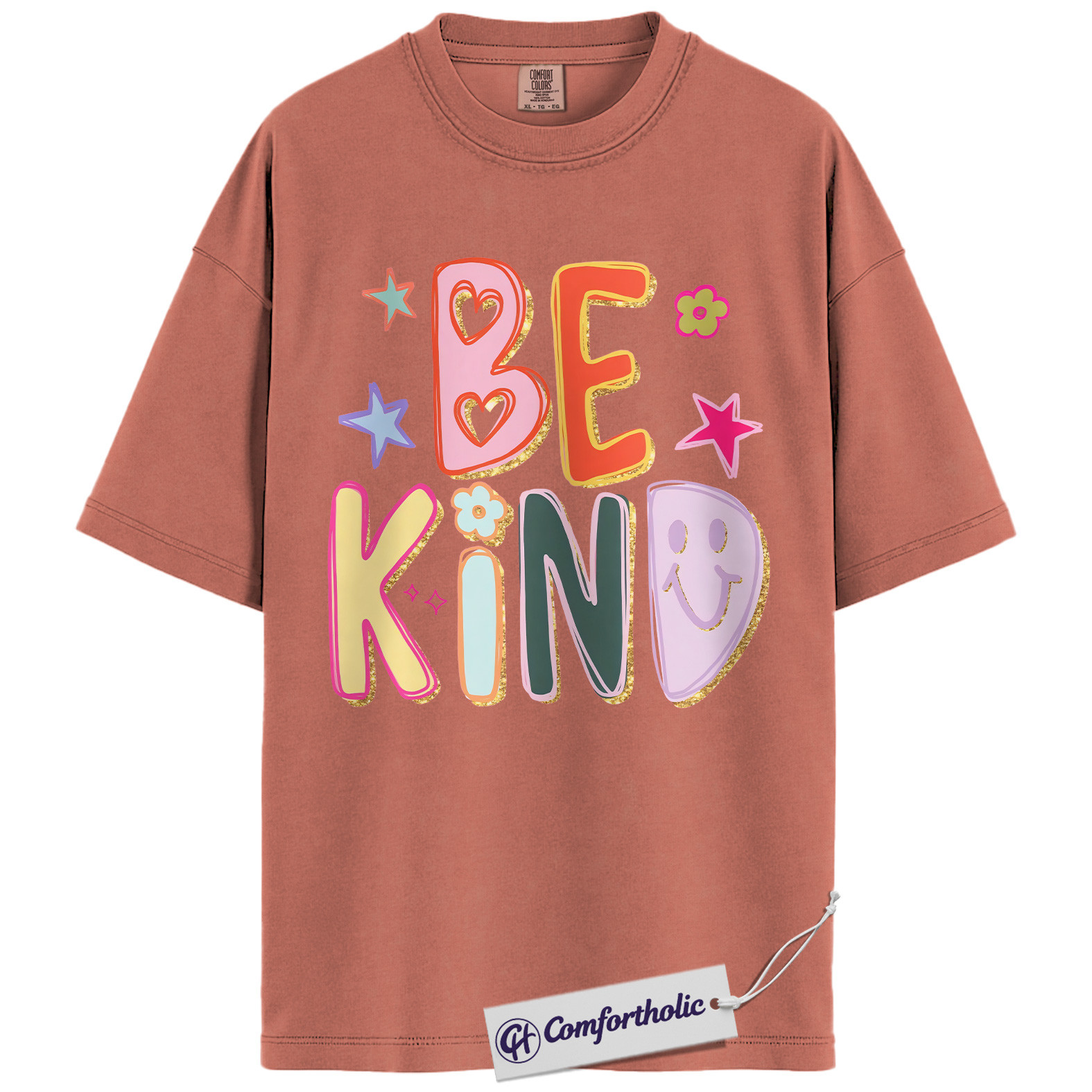Be Kind Shirt, Colorful Positive Message T-Shirt, Retro Smile Face Graphic Tee, Inspirational Mental Health Awareness Gift, Comfort Colors Shirt - Image 8