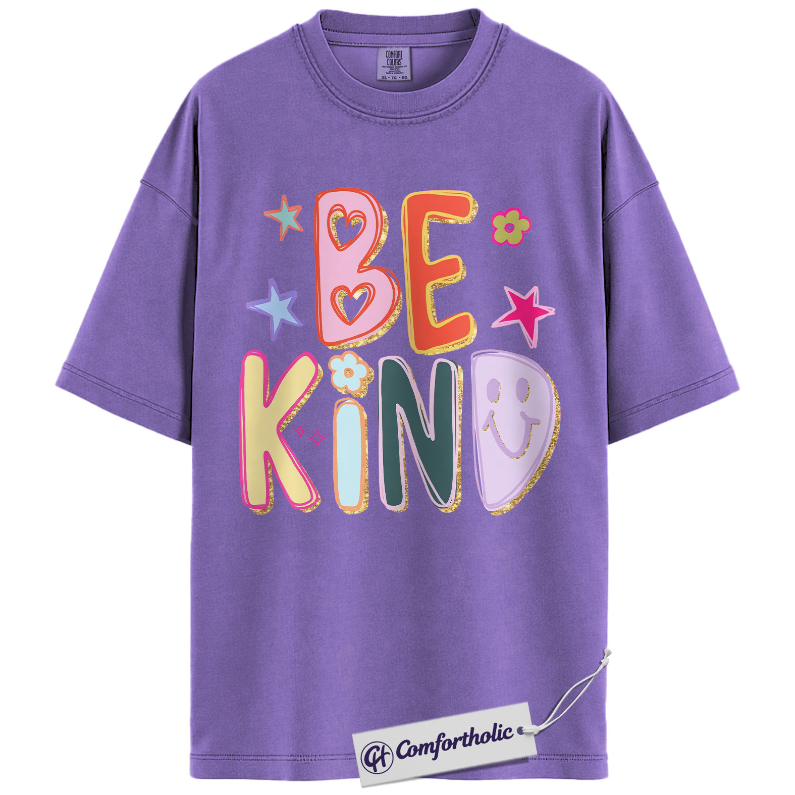 Be Kind Shirt, Colorful Positive Message T-Shirt, Retro Smile Face Graphic Tee, Inspirational Mental Health Awareness Gift, Comfort Colors Shirt
