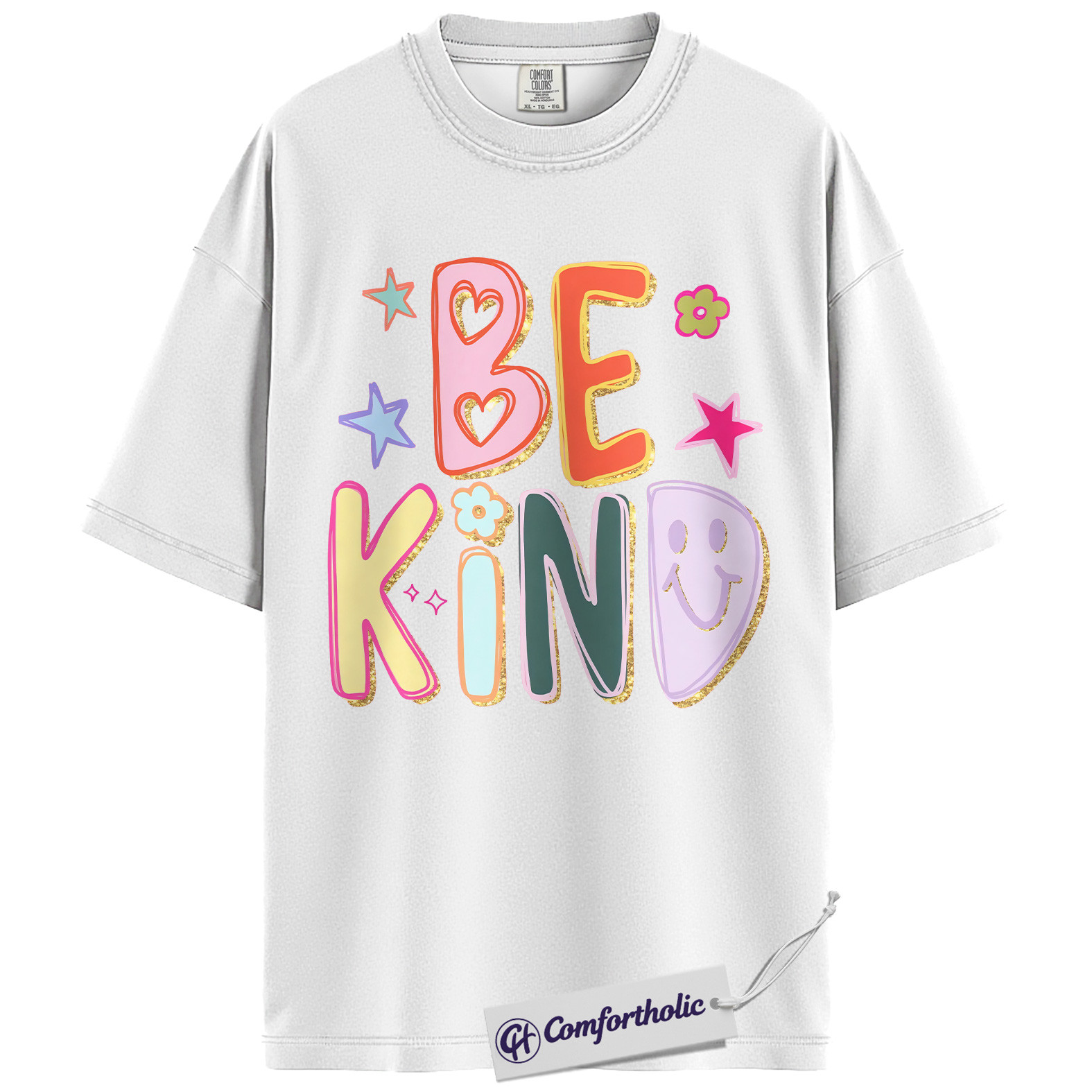 Be Kind Shirt, Colorful Positive Message T-Shirt, Retro Smile Face Graphic Tee, Inspirational Mental Health Awareness Gift, Comfort Colors Shirt - Image 3