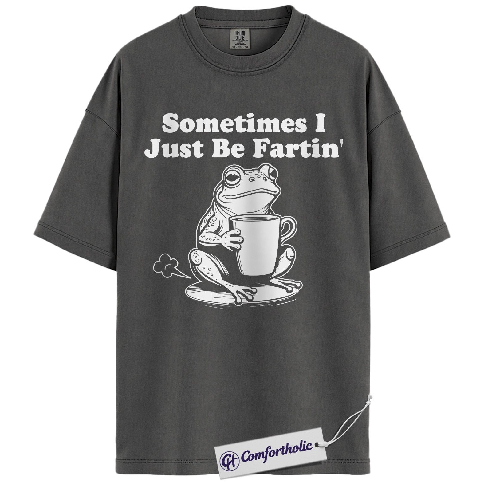 Sometimes I Just Be Fartin Shirt, Funny Frog T-Shirt, Humorous Coffee Lover Graphic Tee, Cute Animal Joke Gift for Friends, Frog Lover Comfort Colors Shirt - Image 6