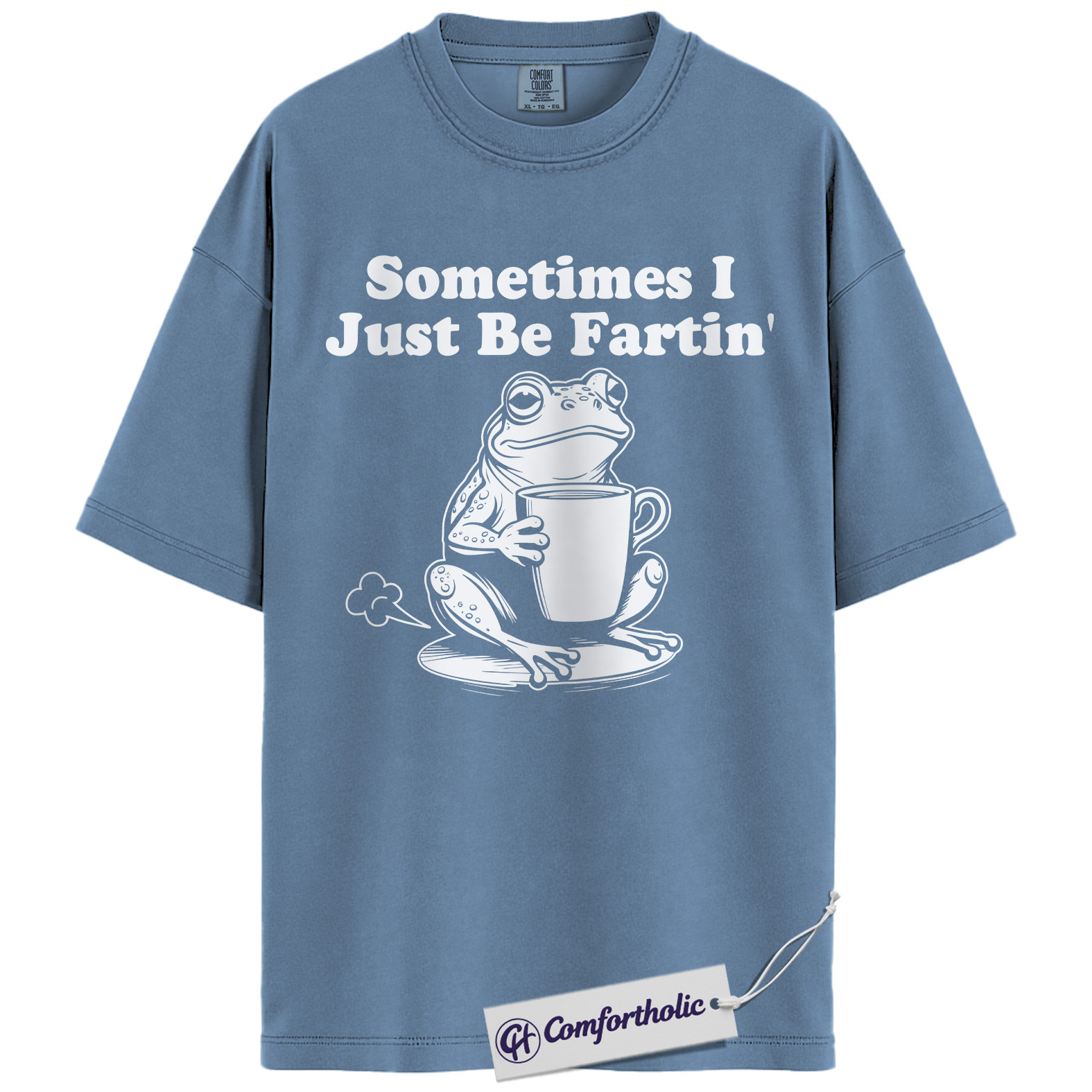 Sometimes I Just Be Fartin Shirt, Funny Frog T-Shirt, Humorous Coffee Lover Graphic Tee, Cute Animal Joke Gift for Friends, Frog Lover Comfort Colors Shirt - Image 4
