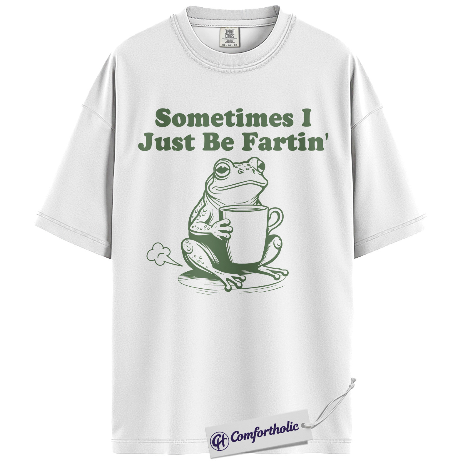 Sometimes I Just Be Fartin Shirt, Funny Frog T-Shirt, Humorous Coffee Lover Graphic Tee, Cute Animal Joke Gift for Friends, Frog Lover Comfort Colors Shirt - Image 3