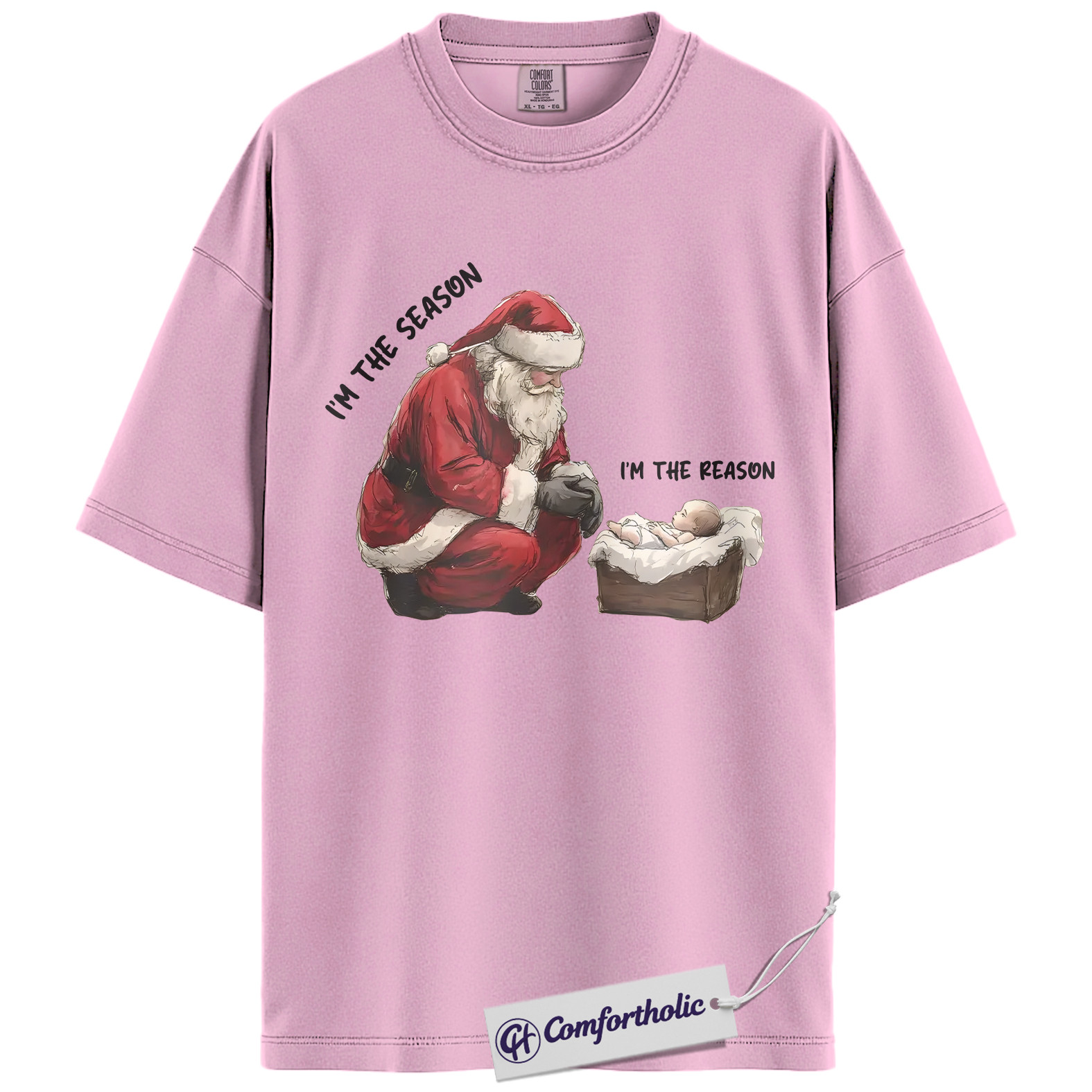 I’m the Season I’m the Reason Shirt, Santa and Jesus Christmas T-Shirt, Christian Holiday Graphic Tee, Faith-Based Christmas Gift, Christmas Comfort Colors Shirt - Image 8