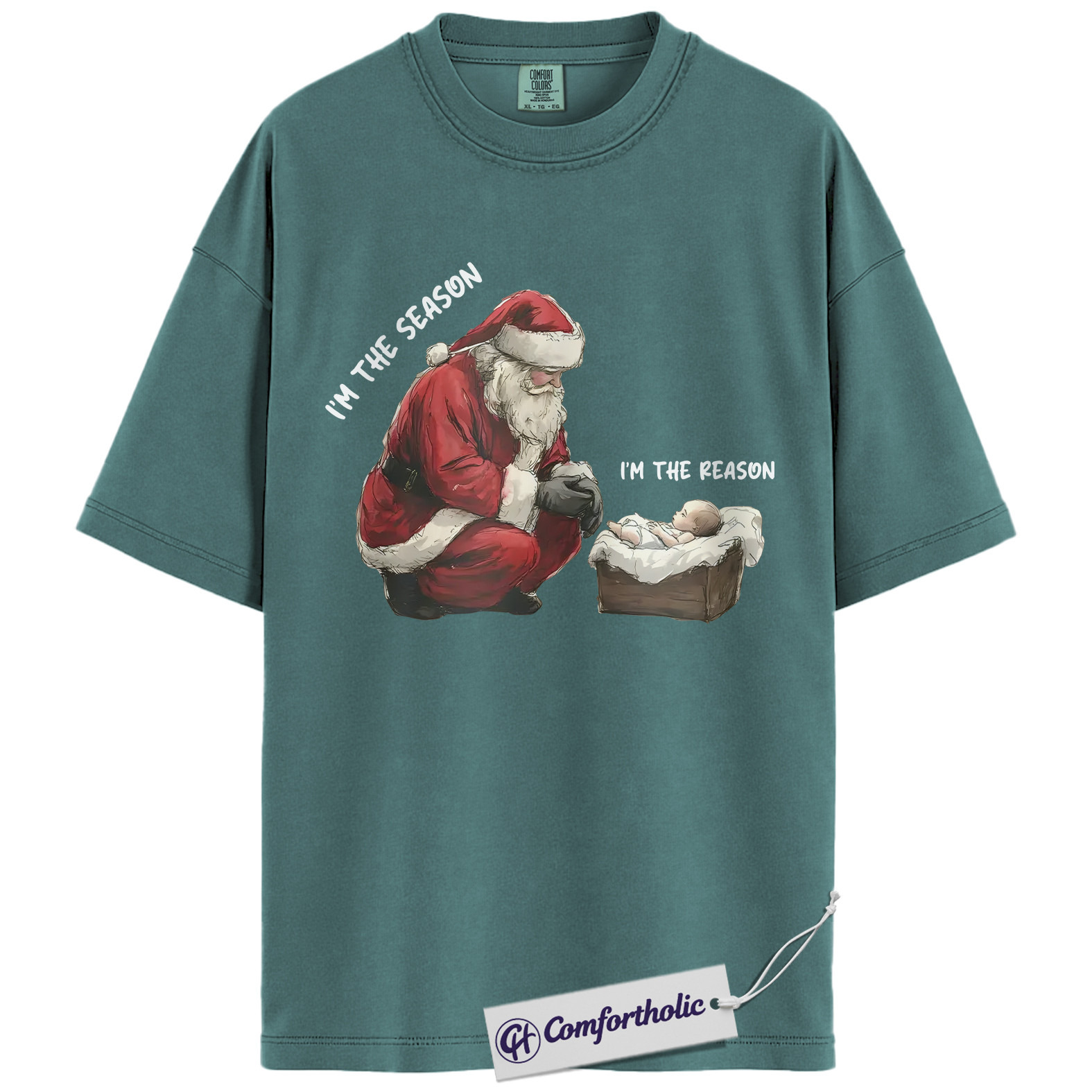 I’m the Season I’m the Reason Shirt, Santa and Jesus Christmas T-Shirt, Christian Holiday Graphic Tee, Faith-Based Christmas Gift, Christmas Comfort Colors Shirt - Image 11