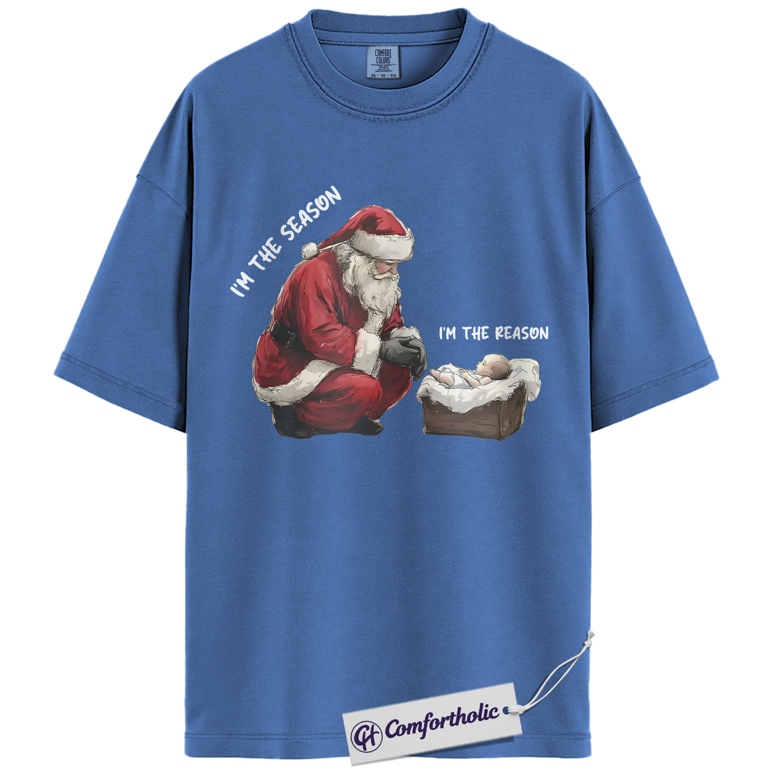 I’m the Season I’m the Reason Shirt, Santa and Jesus Christmas T-Shirt, Christian Holiday Graphic Tee, Faith-Based Christmas Gift, Christmas Comfort Colors Shirt - Image 12